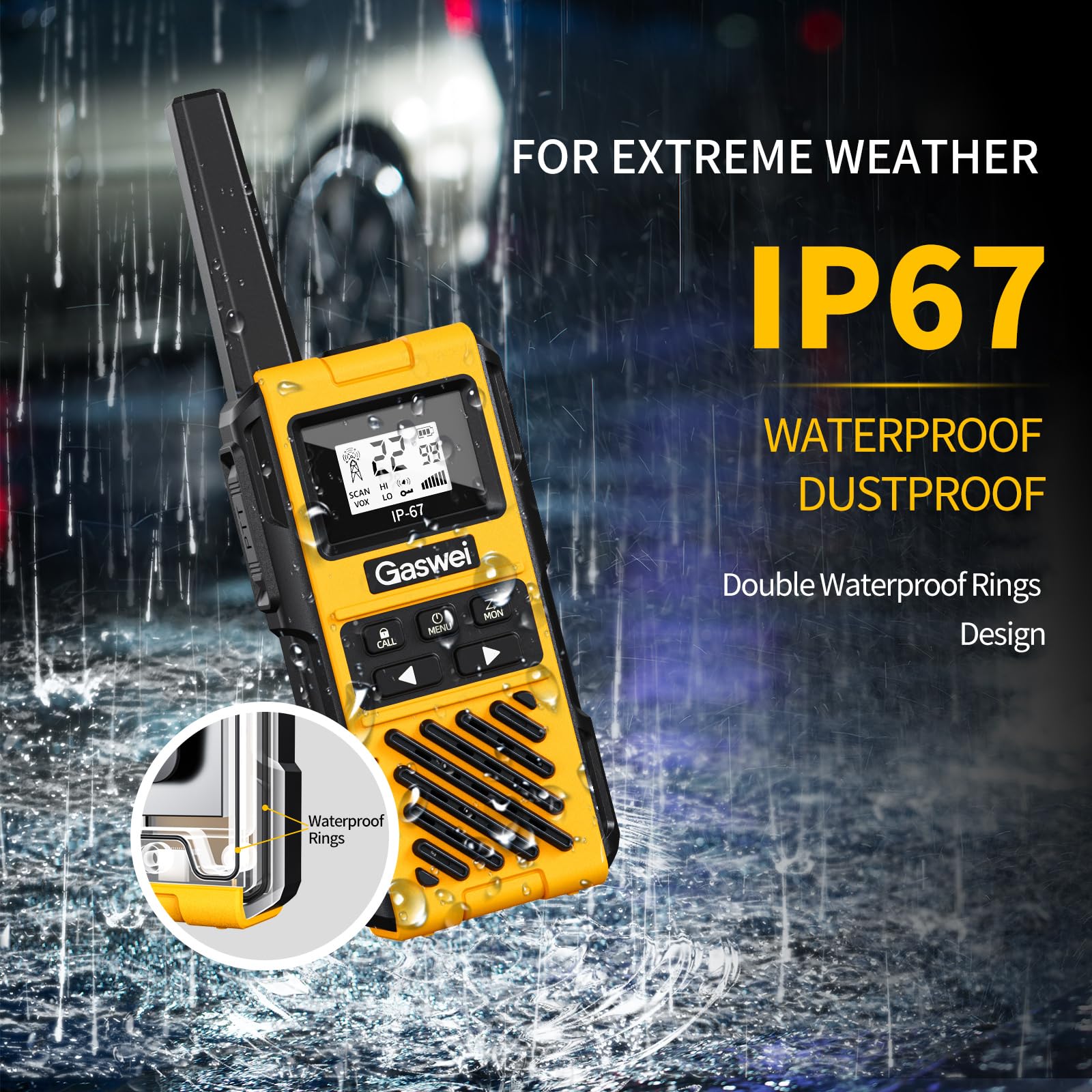 Gaswei G1pro Walkie Talkies Long Range for Adults, Rechargeable Heavy Duty Walkie Talkie with Doulbe PTT, 2 Way Radio, VOX for Farms, Warehouse, Fishing, Camping, Hunting - 4 Pack - 3