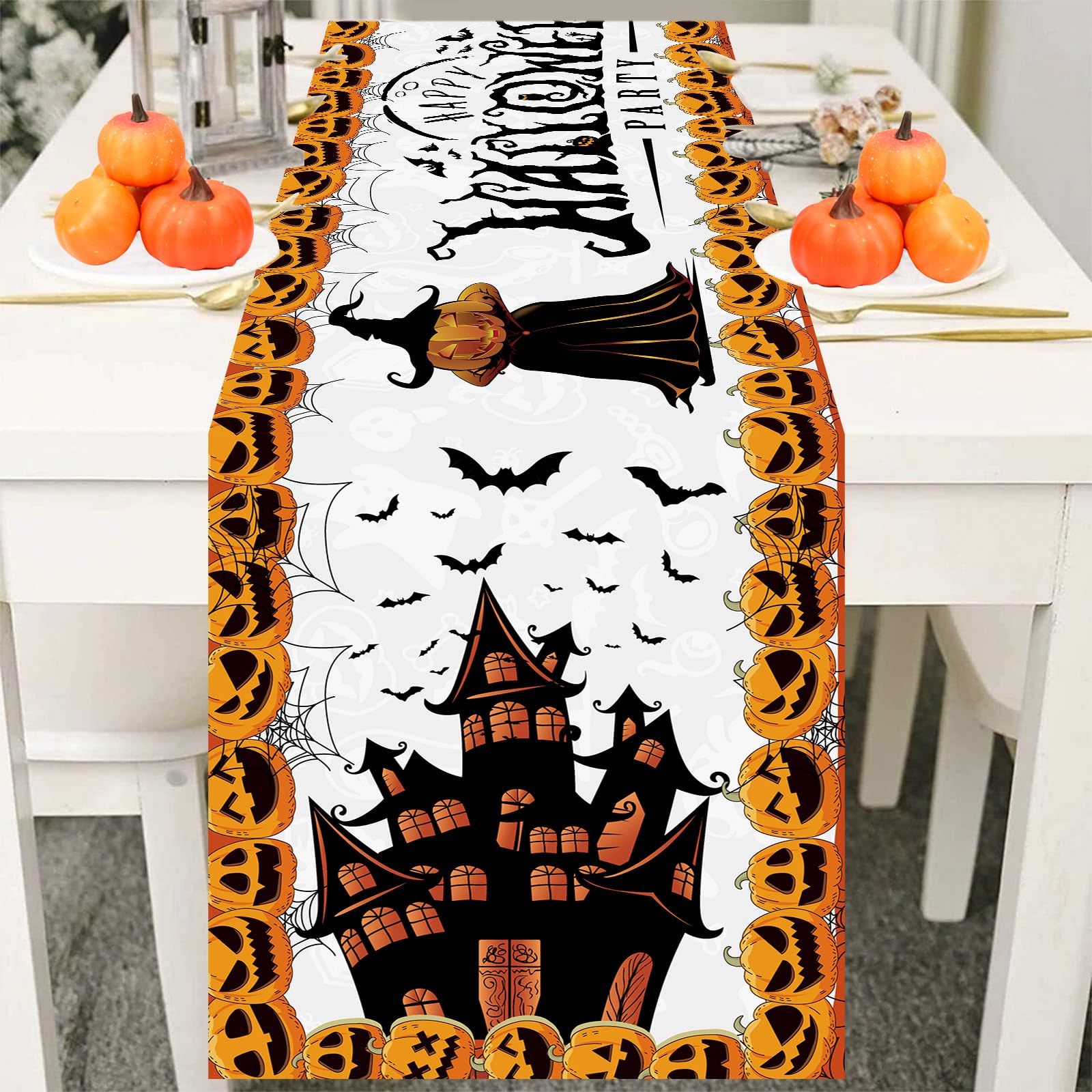 XIMEY Nappe Halloween, Nappe Table Halloween, Nappede Décoration D'halloween, Chemin De Table Toile Araignée Pour
