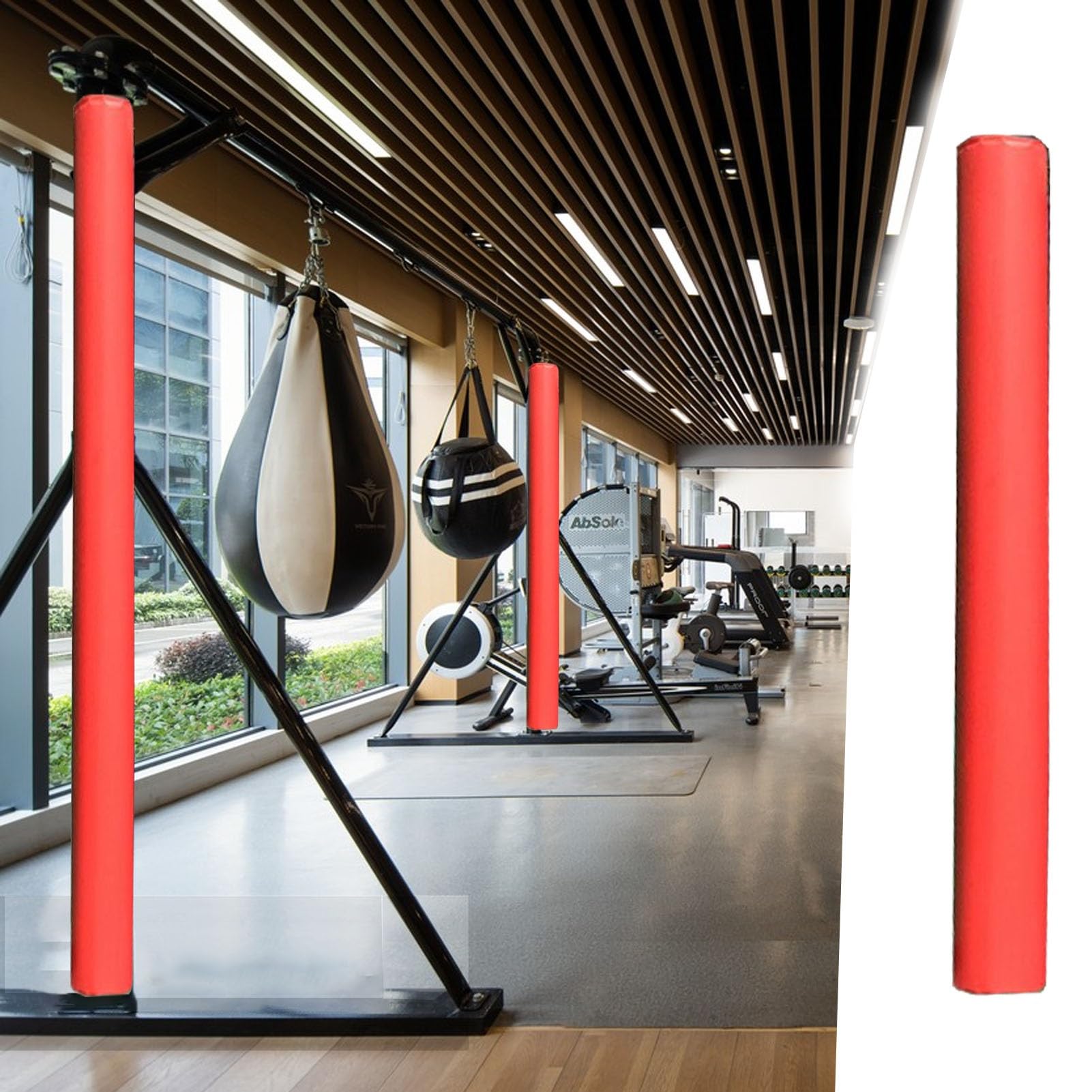 Almohadilla redonda para bastón de gimnasio para aro de baloncesto, envoltura de espuma roja para sótano, poste de garaje acolchado para estacionamiento/trampolín