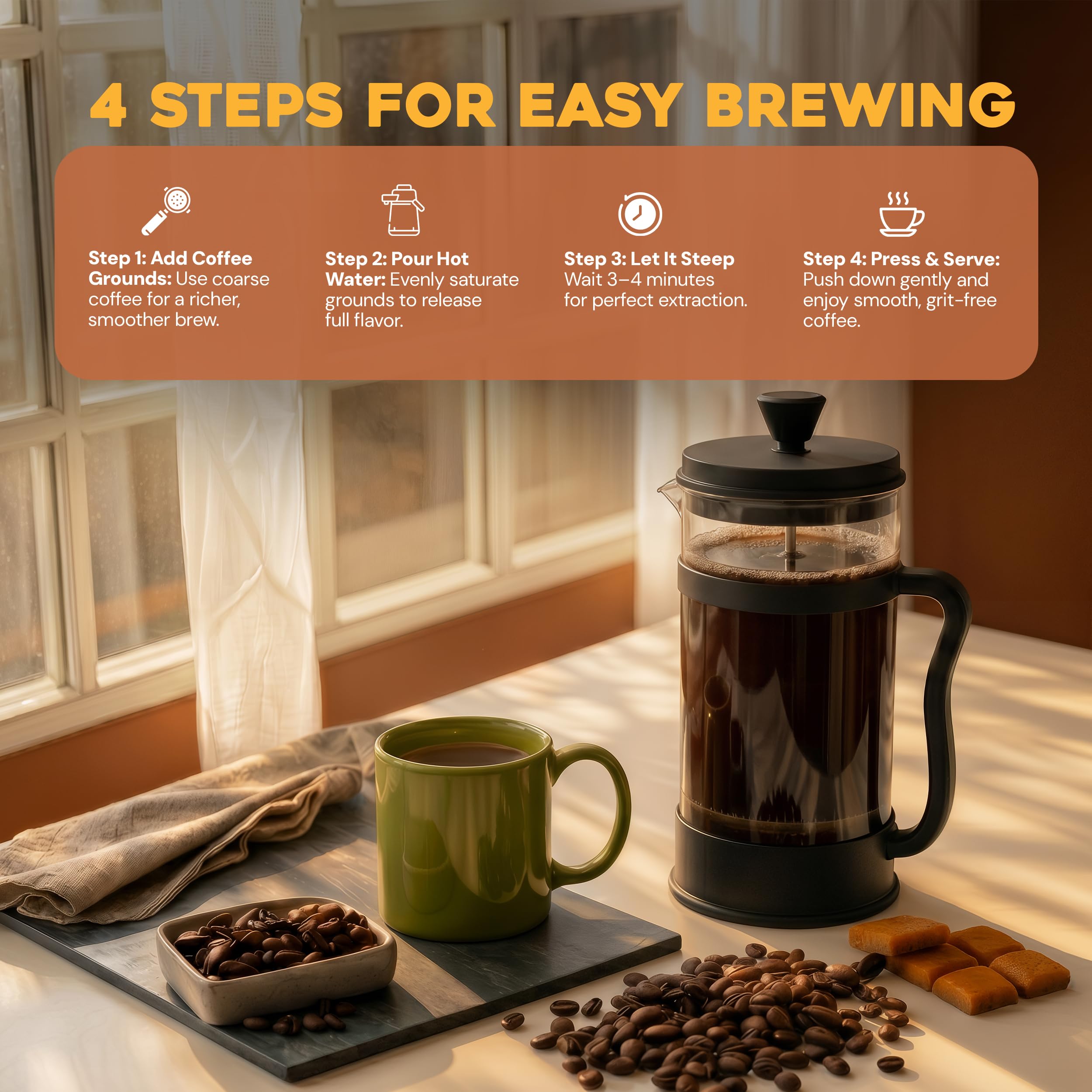 French Coffee Press - Rich Coffee & Tea Maker -5 French Coffee Press - Rich Coffee & Tea Maker -5