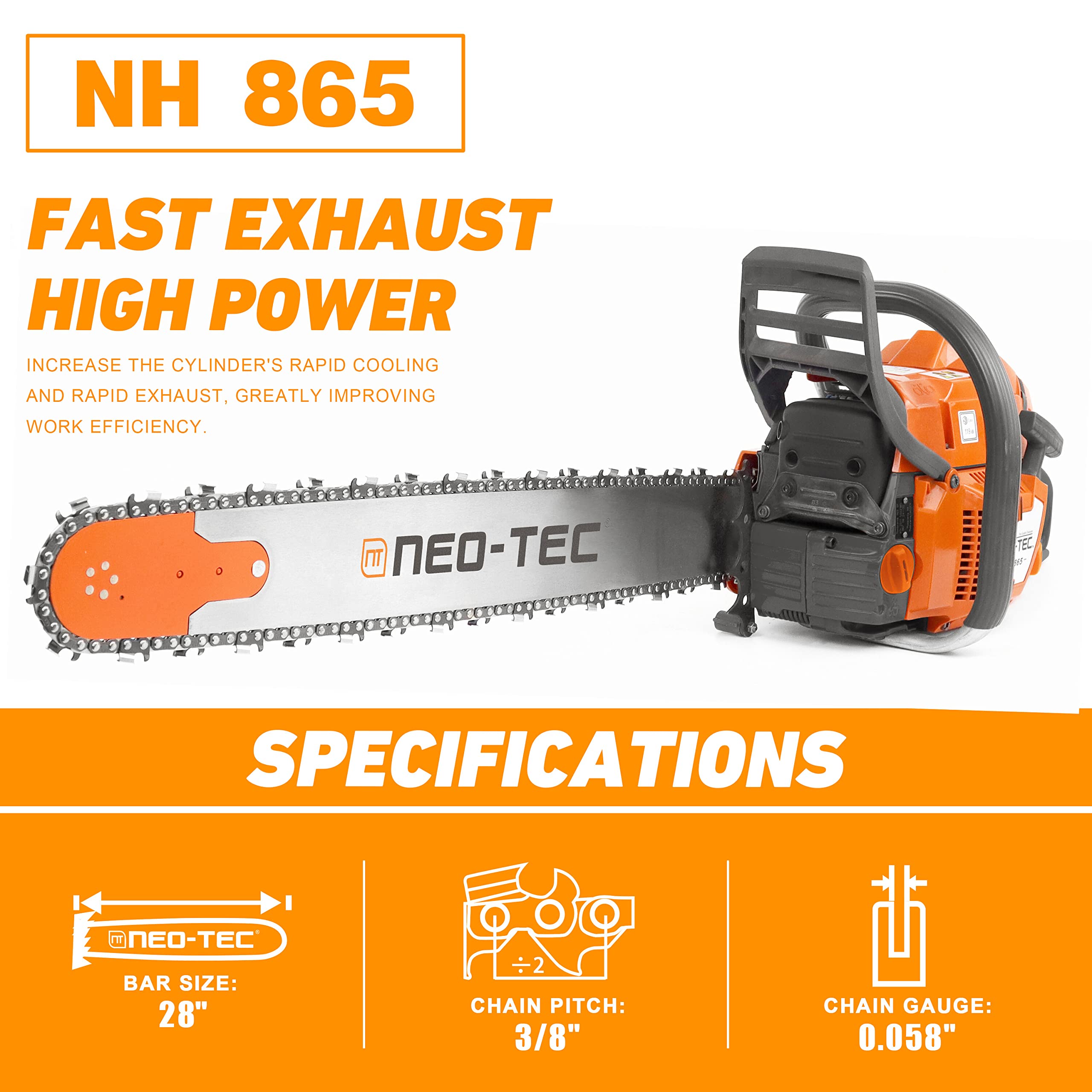 Amazon | NEO-TEC NH865 65cc ガスチェーンソー 28インチアドバンス