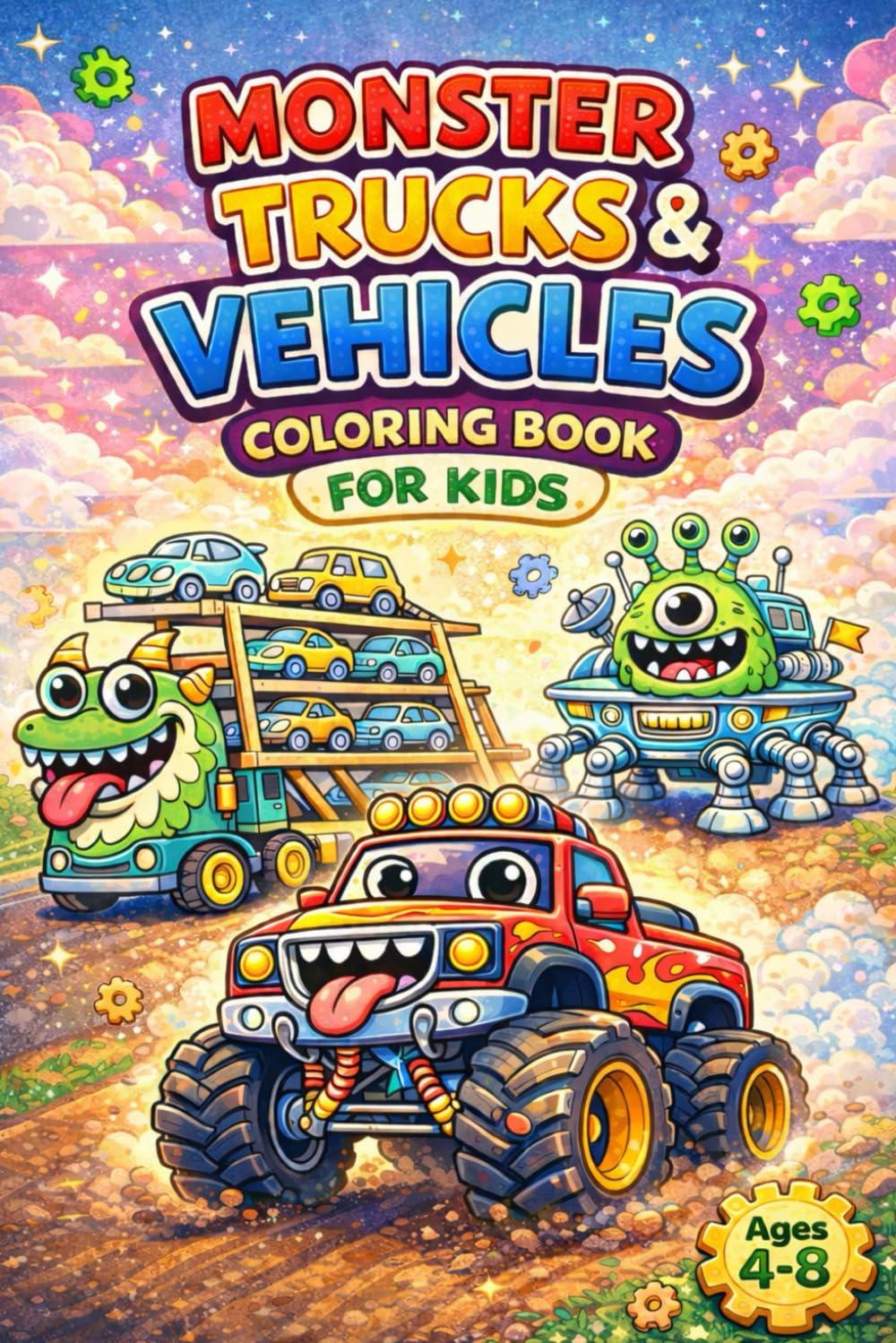 MONSTER TRUCKS & VEHICLES: COLORING BOOK FOR KIDS Fun, Creative Designs for Kids Ages 4–8**