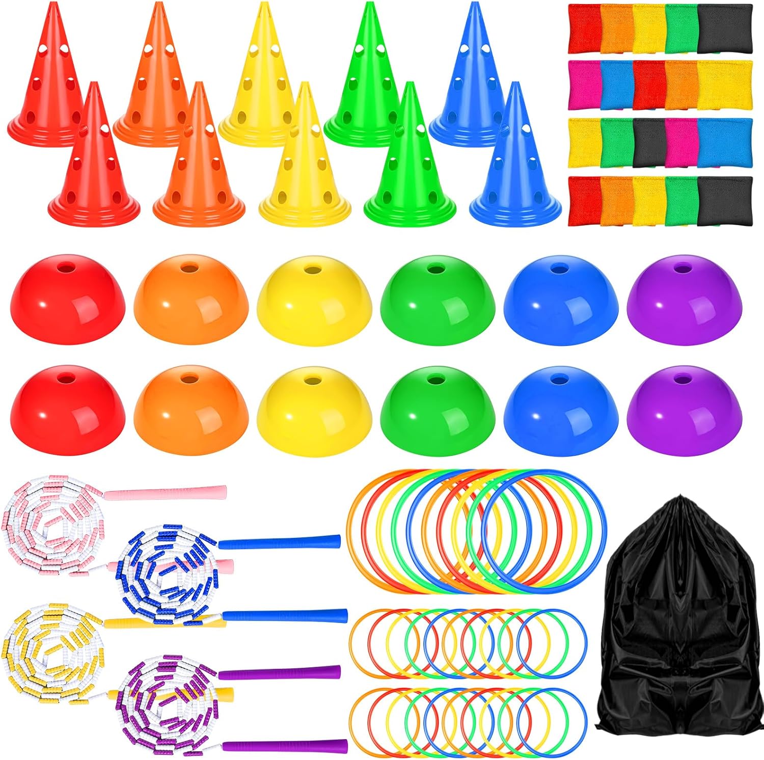 Glimin 76 Pcs Obstacle Course for Kids with Bean Bag Toss