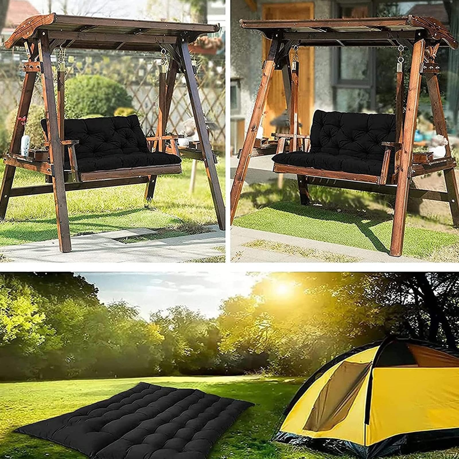 Overstuffed - Cuscino morbido di ricambio per dondolo da giardino a 2 o 3 posti, 150 x 101 cm, colore: marrone