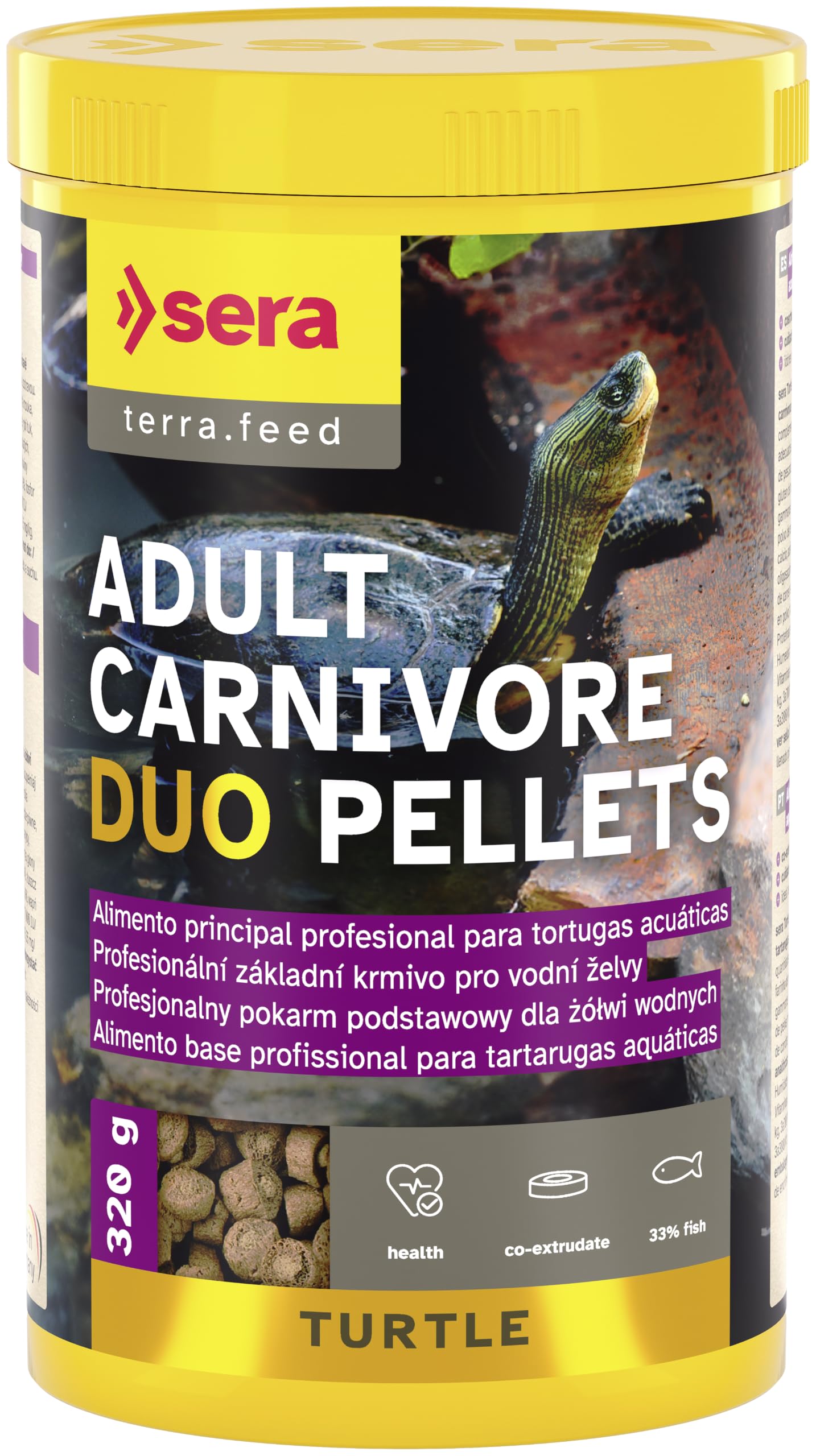 sera Turtle Adult Carnivore Duo Pellets 1.000ml (310g)| Comida para Tortugas de Agua Adultas carnívoras | Alimento Premium para Tortugas | Alto Contenido de Pescado | Comida Tortuga