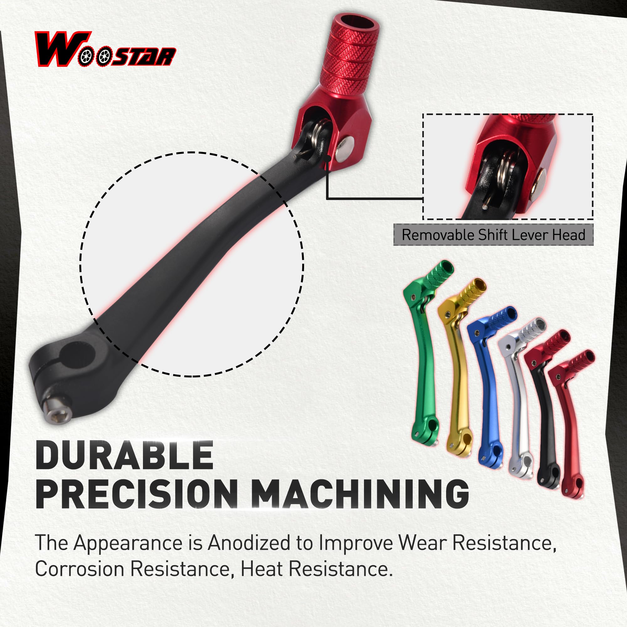 WOOSTAR Leva Cambio Pieghevole Moto Sostituzione per 50cc 70cc 90cc 110cc 125cc Dirt Pit Bike Nero