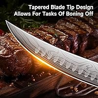Vista 5 de Sunnecko Cuchillo de carnicero,Cuchillo afilado para cortar carne,Cuchillos de talla de acero alemán de alto carbono con tenedor de carne