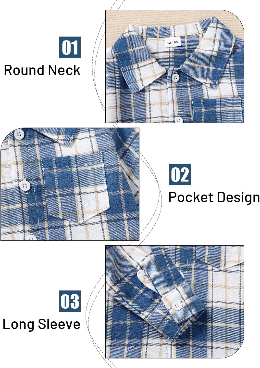 Coco&RARA Toddler Baby Boy Clothes Outfits Button Down Long Sleeve Plaid Shirt + Denim Pants 2PCS Fall Winter Clothing - Image 4