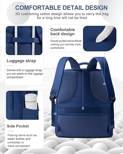 Miniatura 29 de coowoz Mochila de viaje grande para mujeres y hombres,Mochila de transporte,Mochila de senderismo impermeable para deportes al aire libre, Azul, 45
