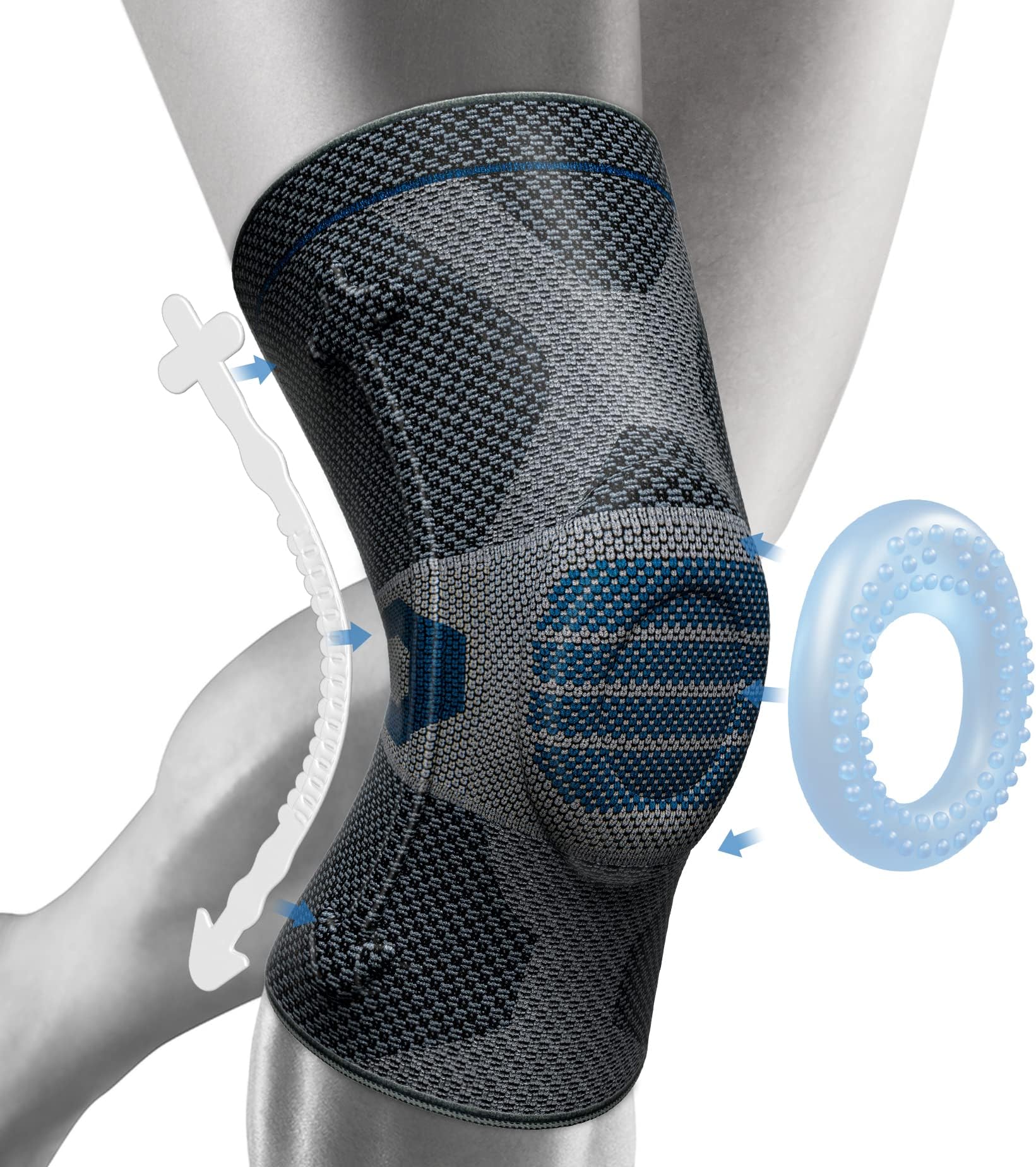 NEENCA Professional Knee Brace for Pain Relief, Medical Knee Compression Sleeve, Knee Support with Horizontal Knit Tech for Meniscus Tear, ACL, Arthritis, Joint Pain, Runner, Workout- FSA/HSA APPROVED