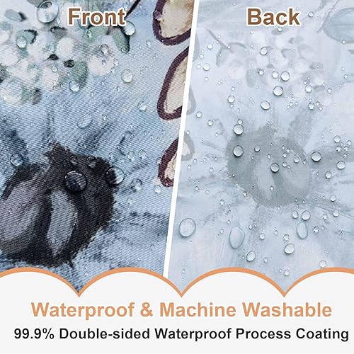 Miniatura 5 de Baccessor Cortina de ducha de otoño con diseño de calabazas azules y blancas de Acción de Gracias, cortina de ducha de otoño, tela de poliéster,