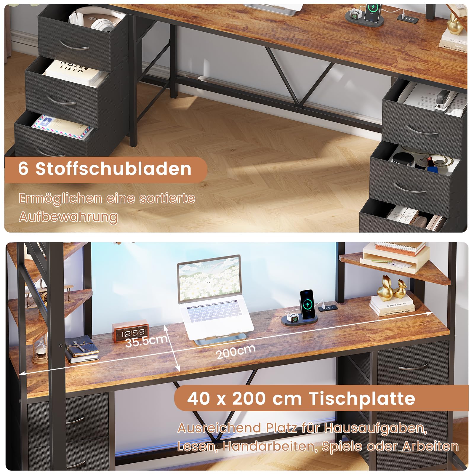 AOGLLATI Hochbett 90x200 cm mit Integriertem Schreibtisch Jugendbett Etagenbett mit Schreibtisch, Loftbett 90x200 mit Stauraum