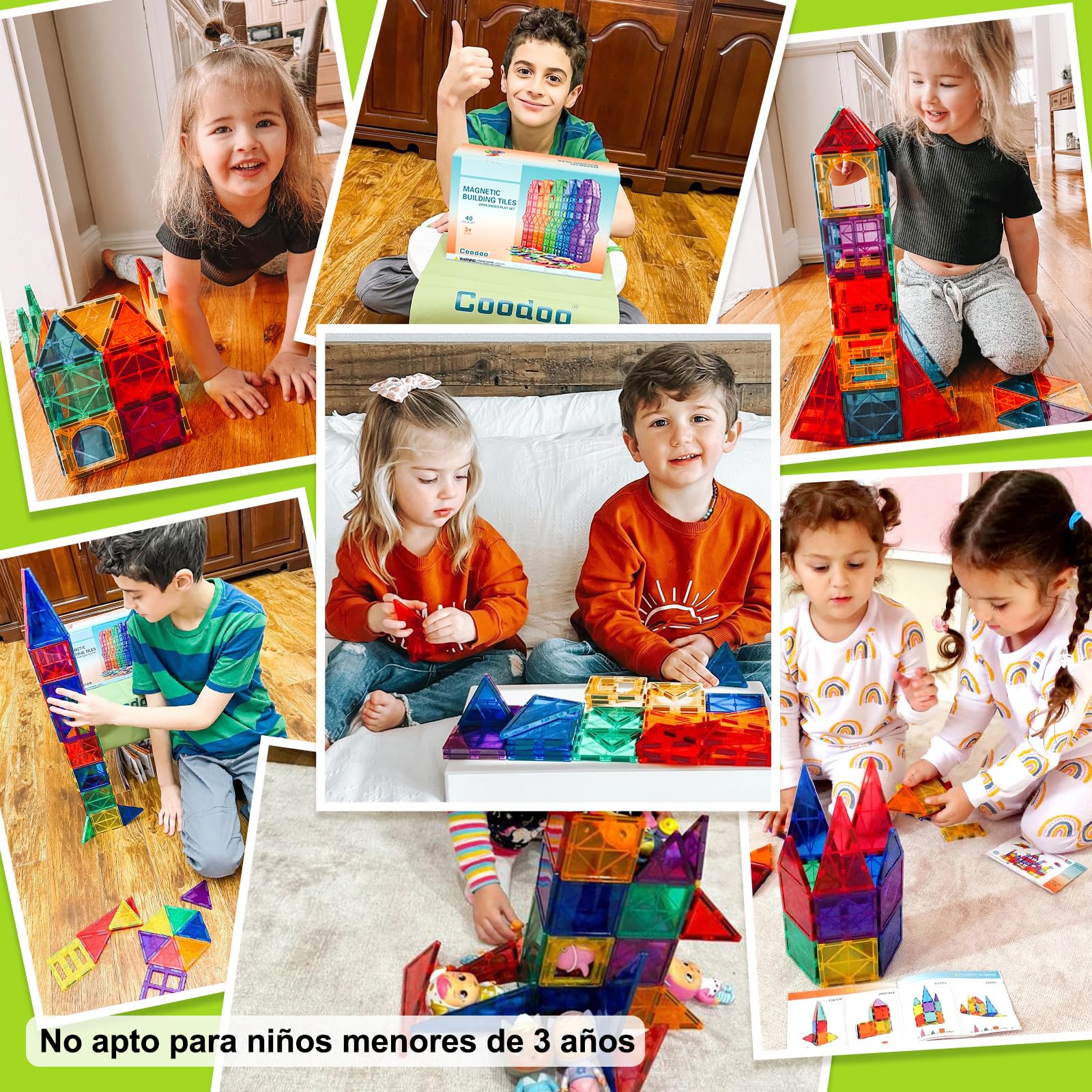 Bloques Magnéticos de Construcción Juguete Educativo Montessori para Niños y Niñas de 3 y 4 Años Bloques Magnéticos para Construcción Infantil Juguetes para Niños 3 Años Juguetes para Niños 3 Años