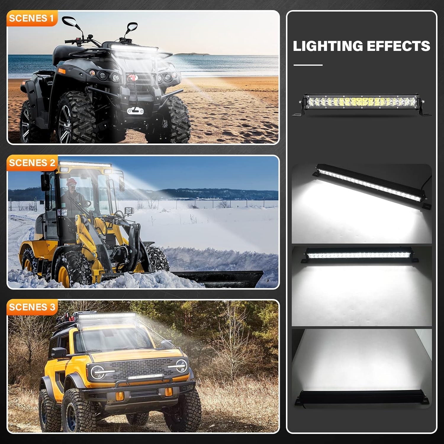 SKYWORLD 15Inch 108W Dual Row LED Work Light Bar 10800LM Spot Beam Fog Lights 6000K Offroad Driving Lamp for Trucks Car ATV SUV 4X4 4WD with Off Road Wiring Harness LED Bar