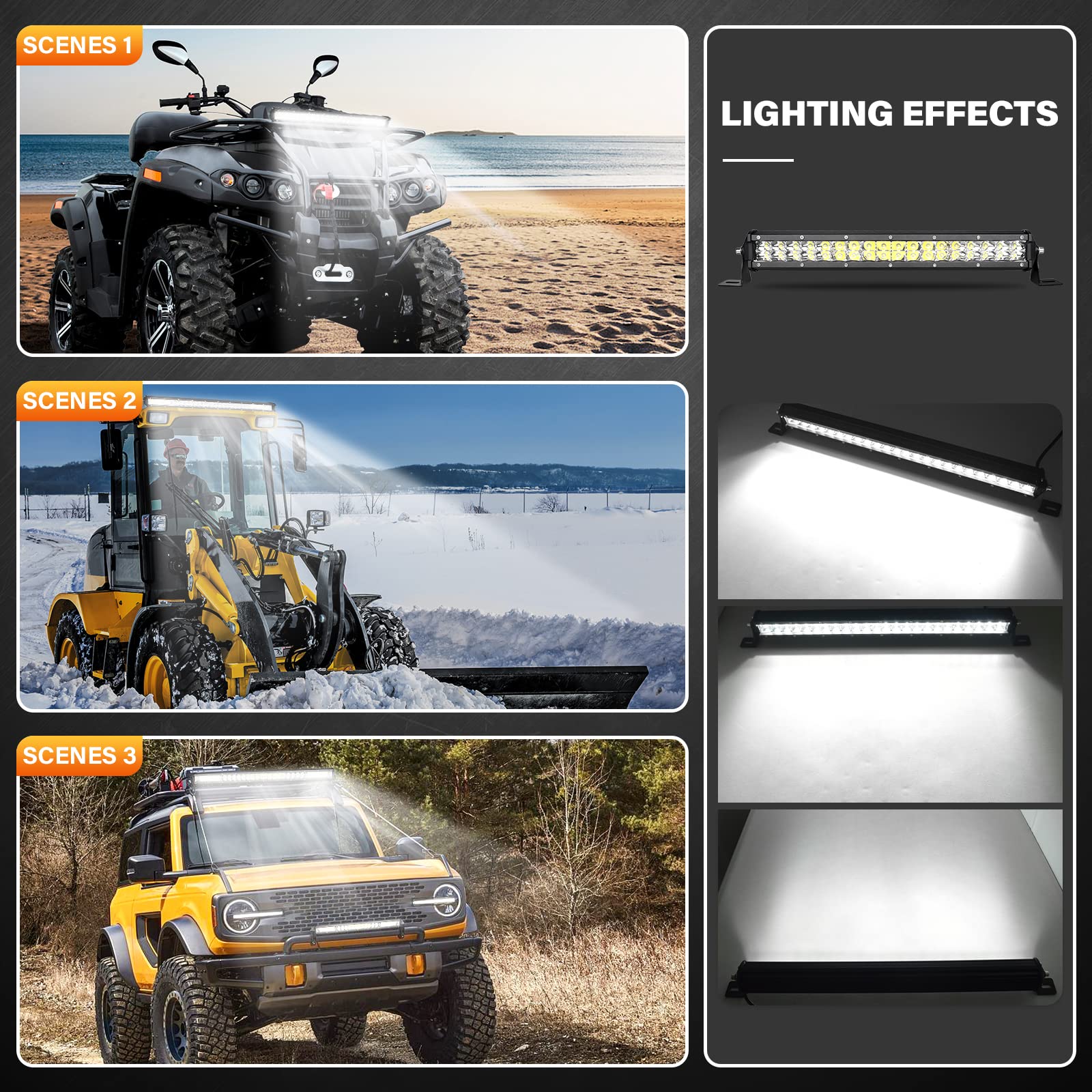 SKYWORLD Barra Led 4x4, 15 pulgadas 38 cm 108W delgado barra de luz led 12V 24V 6000K IP67 Impermeable focos led para coche off roa tractor Camion ATV UTV SUV Todoterreno, faros de trabajo | Delgado faro de trabajo 12 V 24 V foco luces antiniebla para 4 x