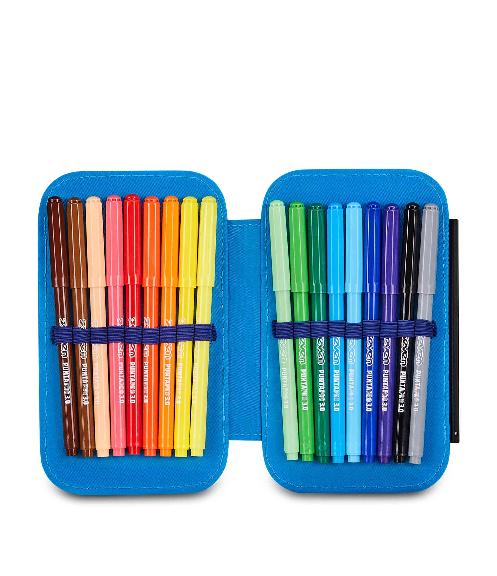 SJ GANG STYLE JAM GANG Astuccio Scuola Speed Case JOYFUL PINS BOY, Blu, Portapenne Monoscomparto con Planche Amovibili, Attrezzato, 44 pezzi, Accessori Zaino, Scuola elementare, Bambino