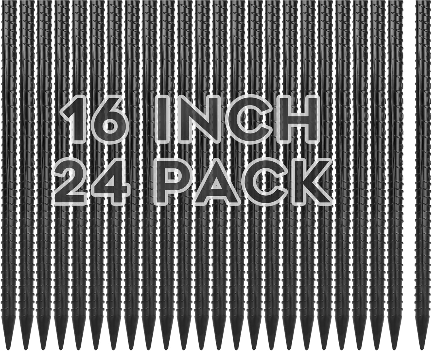 Gbekery Lot de 24 piquets d'armature droits de 40,6 cm en métal robuste avec extrémités biseautées pour bois, béton, support de plantes, tentes de camping, piquets de jardin de 0,9 cm d'épaisseur