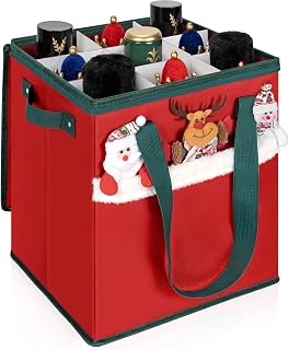 Christmas Nutcracker and Figurine Collectible Storage Box Stores Up to 9 16" Nutcrackers Holiday Ornaments Storage Box with Adjustable Dividers Zippered Top Xmas Decorations Storage Containers