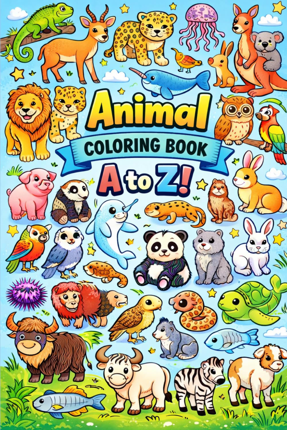 Animal Coloring Book A to Z for Kids Ages 4 to 7: Fun Alphabet Animals Coloring Pages