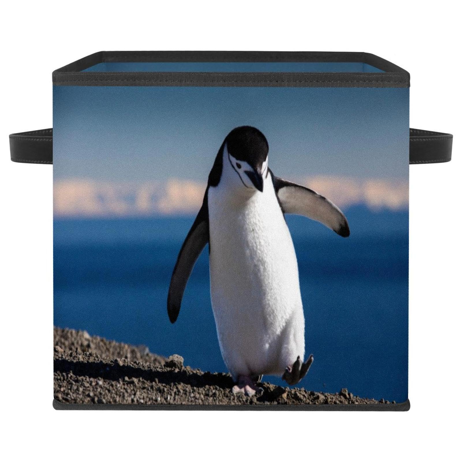 Boîte de rangement pliable pingouin avec poignées pour optimiser le placard