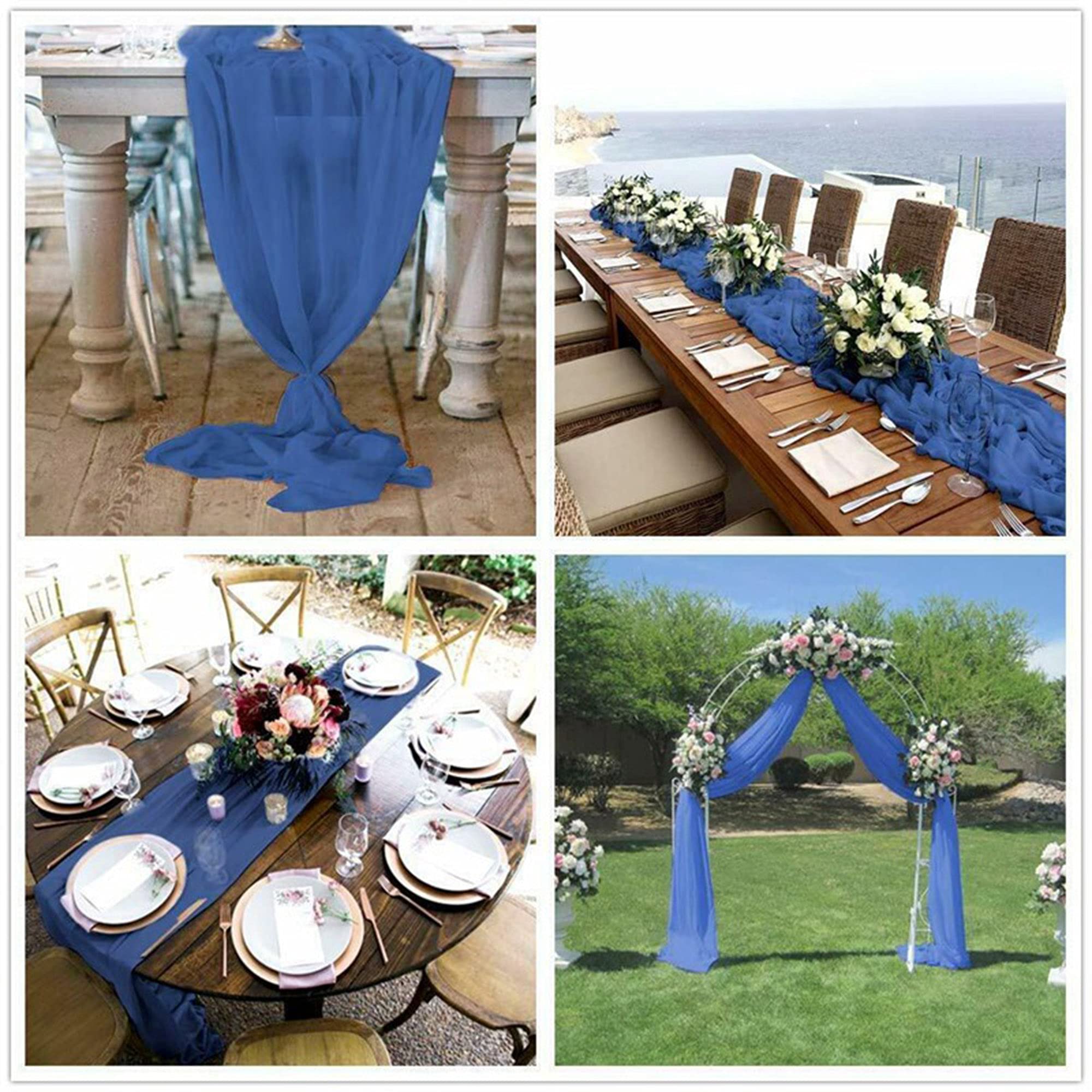 Wangle Camino de mesa de gasa de 1/2/5/10 piezas, estilo romántico, para bodas, fiestas de cumpleaños, decoración elegante, 10 unidades, 70 x 300 cm, color rosa