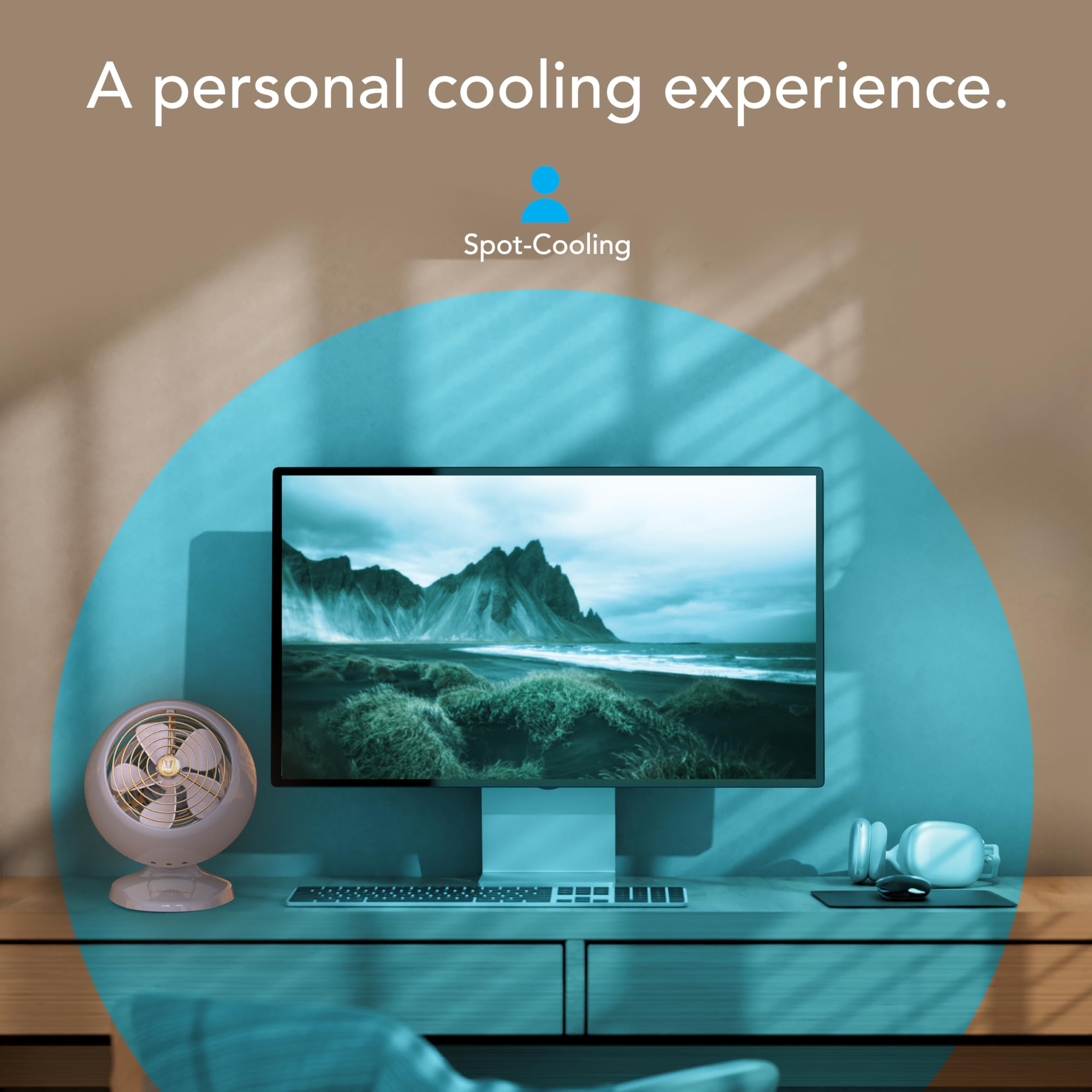 Vornado VFAN™ Mini ventilador, circulador clásico clásico, circulador de aire de metal retro, para computadora y mesita de noche, 2 velocidades, inclinación ajustable, refrigeración personal con flujo