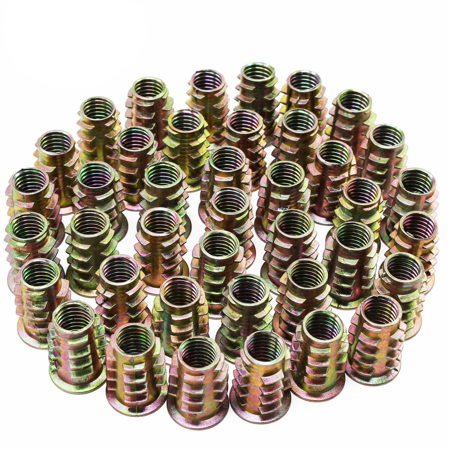 TOP-VIGOR 50Pcs Threaded Insert Nuts for Wood M8 Insert Hex Socket Nuts, Flanged Hex Socket Screw - Image 3