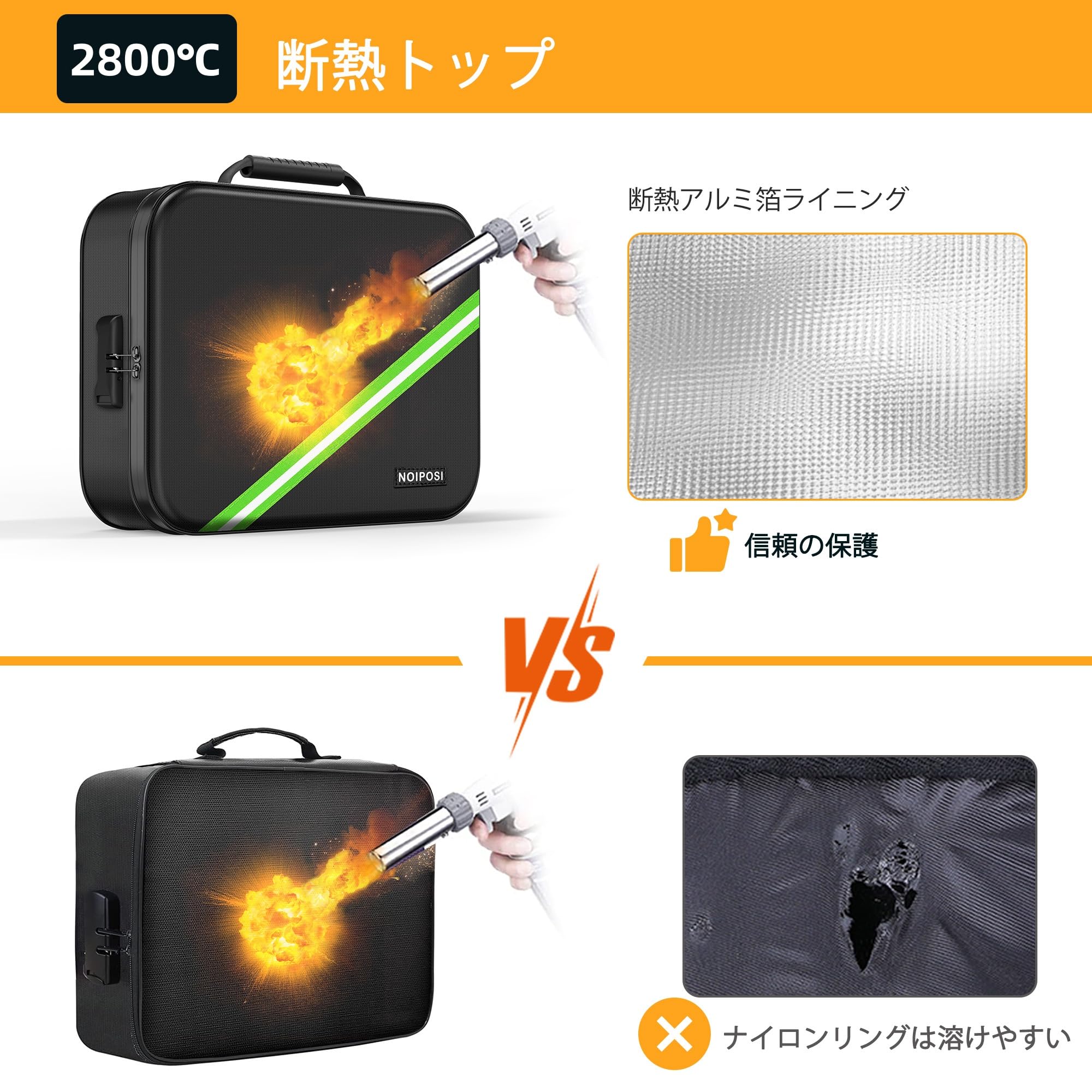 Amazon.co.jp: Noiposi 耐火バッグ、2800℃断熱 耐火ケース 36 x27