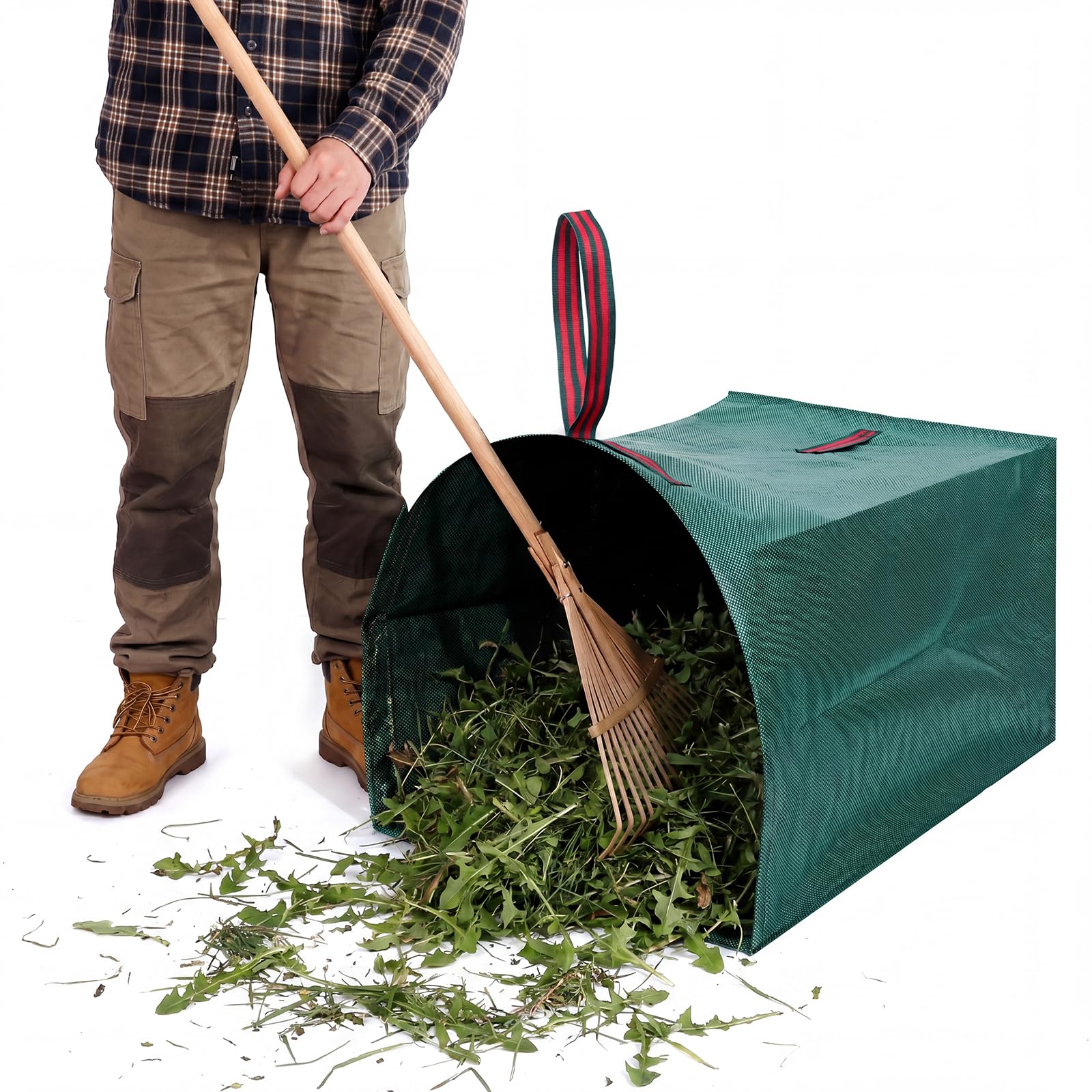 Dntorx 200L Garden Waste Bag, 1-Pack Reusable Yard Waste Bags Leaf Collectors With Dustpan-Style Opening And Handle, For Leaves,Grass,Storm Debris,Construction Waste, Heavy-duty&Foldable