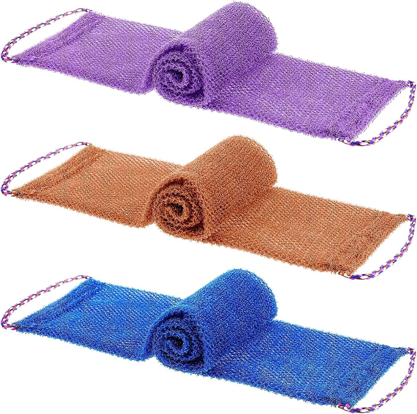 SYOSI Extra Long Exfoliating Back Scrubber, Magic Body Back Scrubber For Shower, Back Washer for Shower, Bath Wash Cloth Washcloth to Body Cleaning & Massage, 3 Pieces