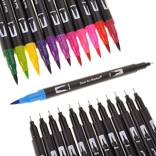 Rotuladores de doble pincel para colorear, diarios, dibujar, caligrafía y toma de notas, marcadores de punta fina y bolígrafo para la escuela u