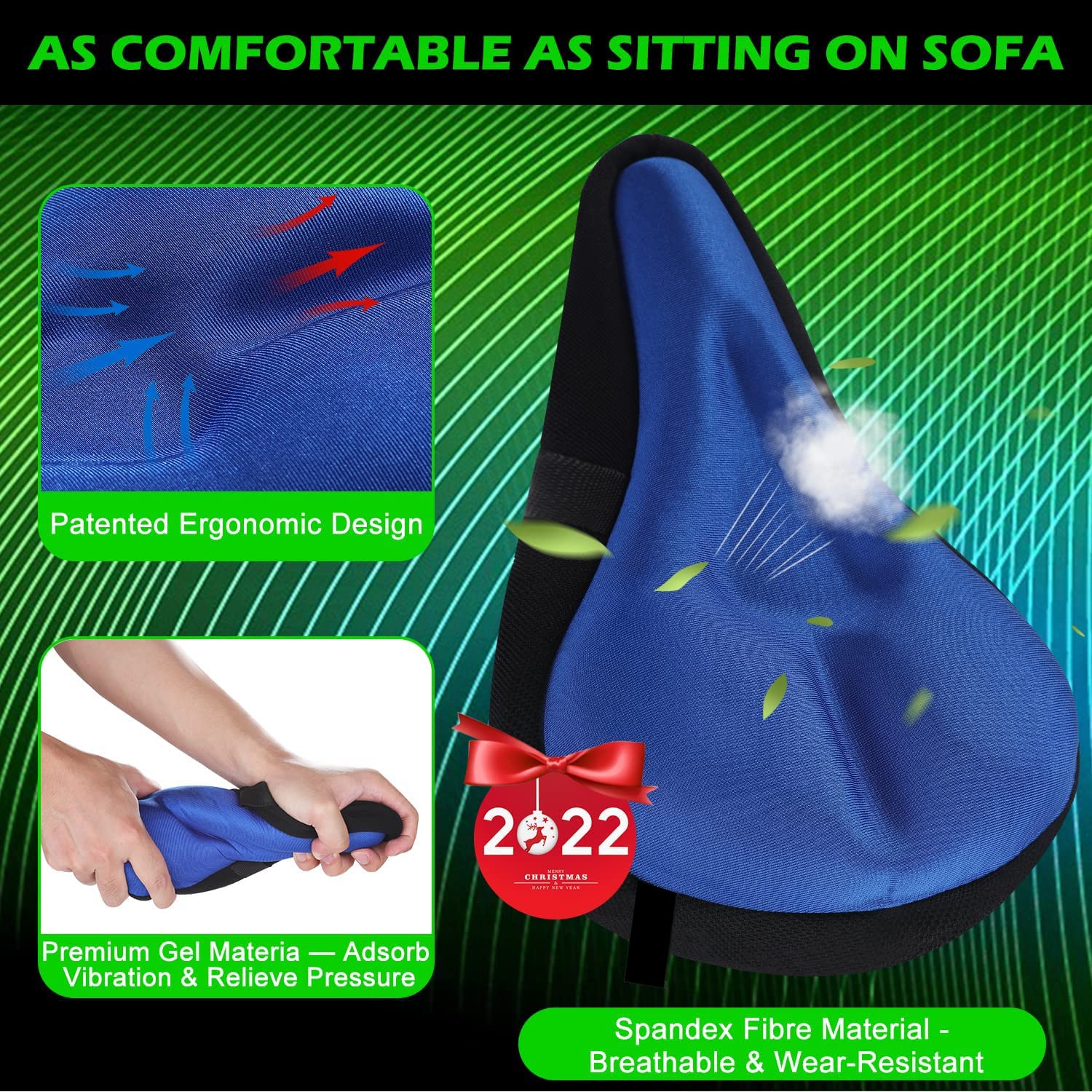Alexvyan Blue Memory Foam Soft Bicycle Silicone Gel Saddle Seat & Cycling Cushion Pad Bike Cycle Gel Cover - Narrow Seat 4