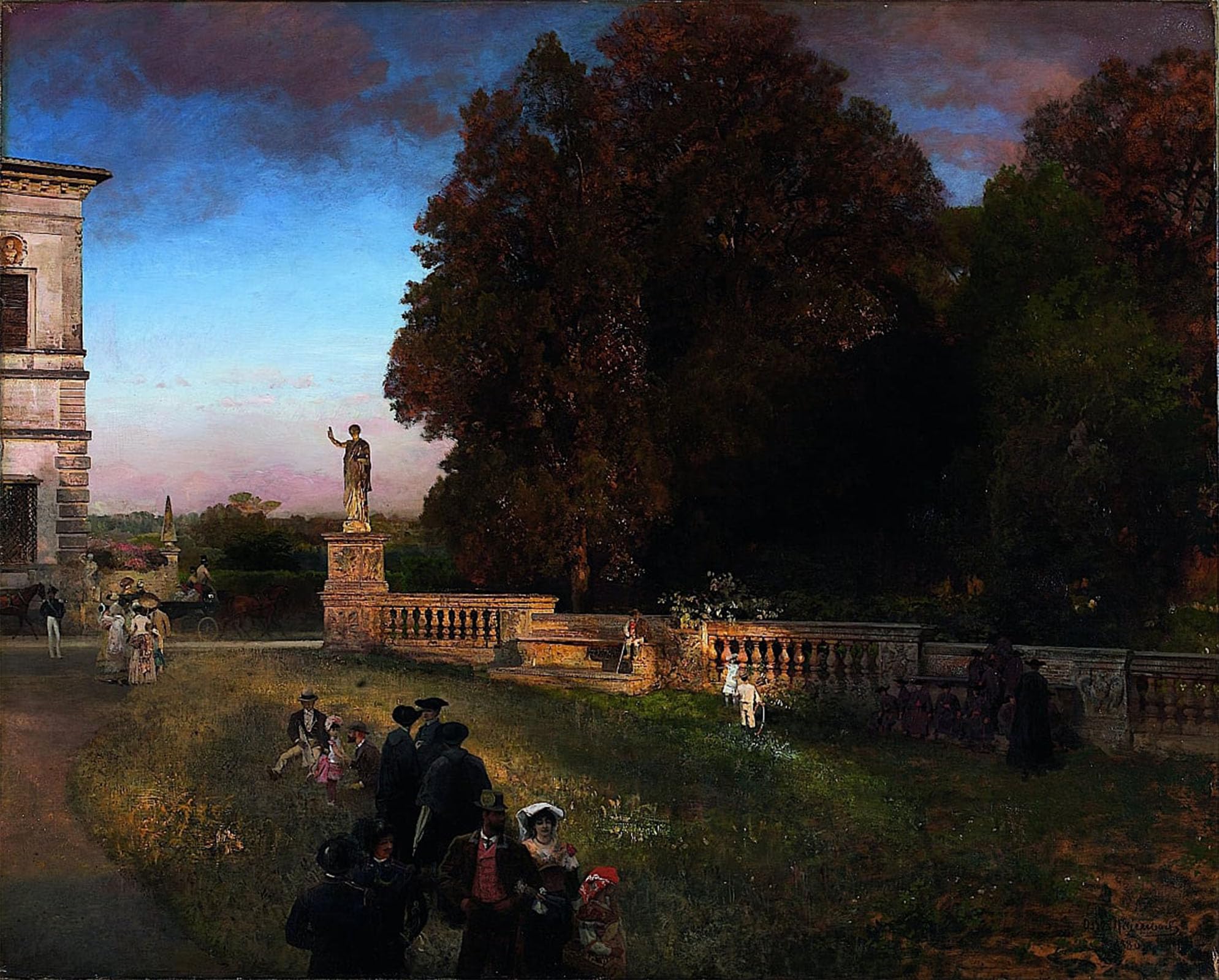 POSTERIIk Vintage Print Pop Art Landscape Artwork in the Park of the Villa by Oswald Achenbach Art Prints for Office Home Decor 60x90cm