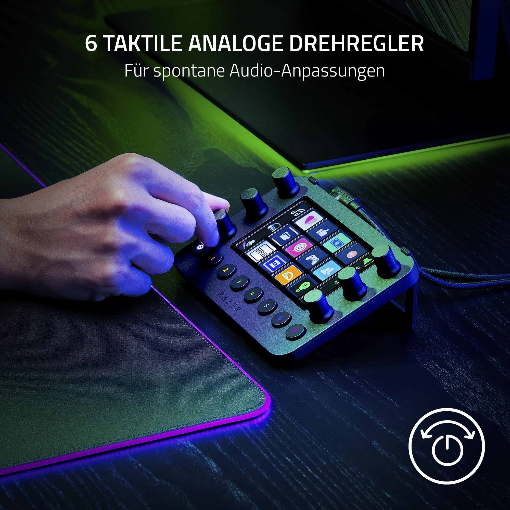 Razer Stream Controller All-in-One-Deck für Streaming und Content-Erstellung Schwarz 12 Tasten 6 Analog-Dials 8 Knöpfe