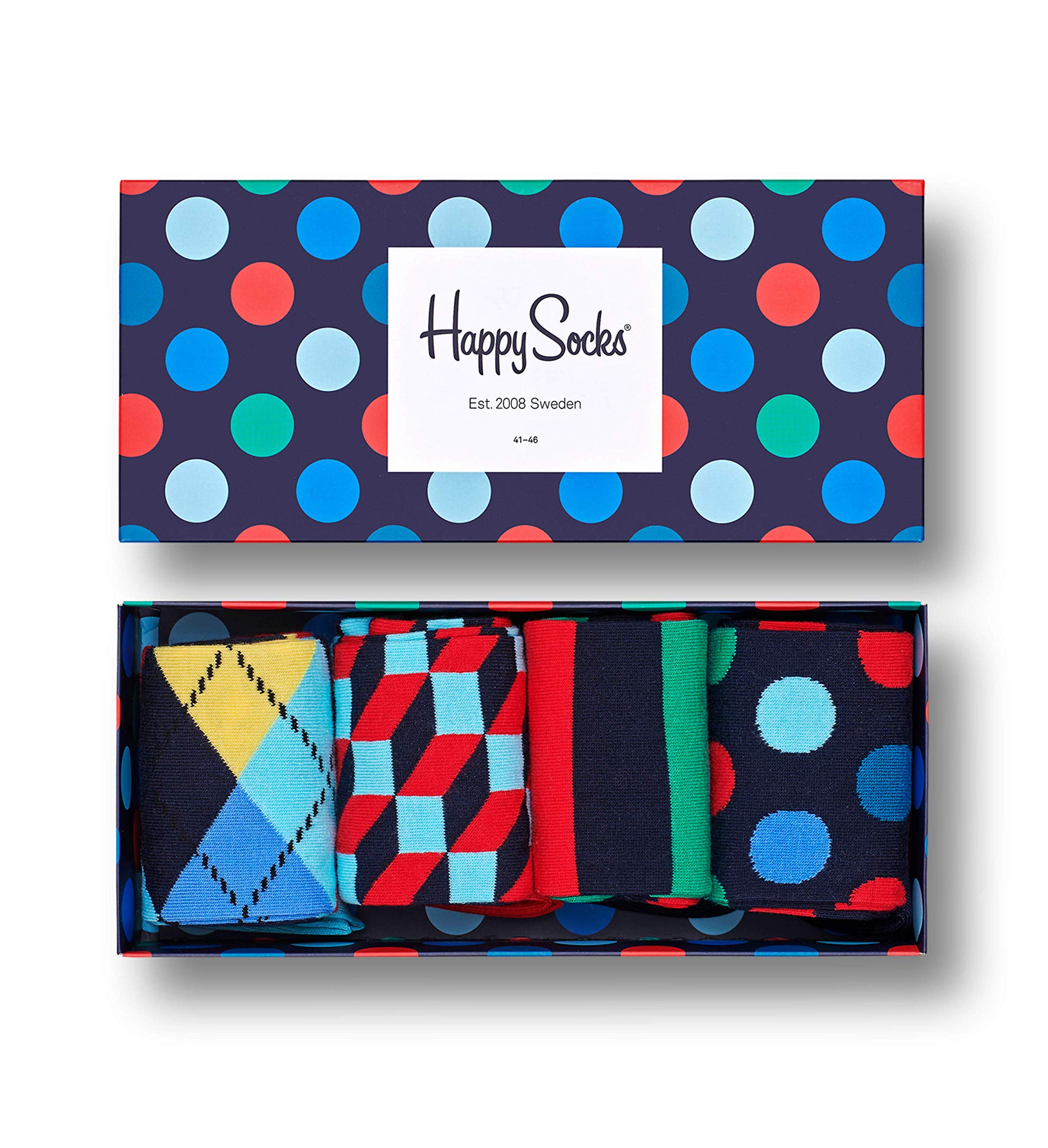 Happy Socks, Exclusive Colorful Premium Cotton Sock Gift Box for Men and Women (Pack of 4)