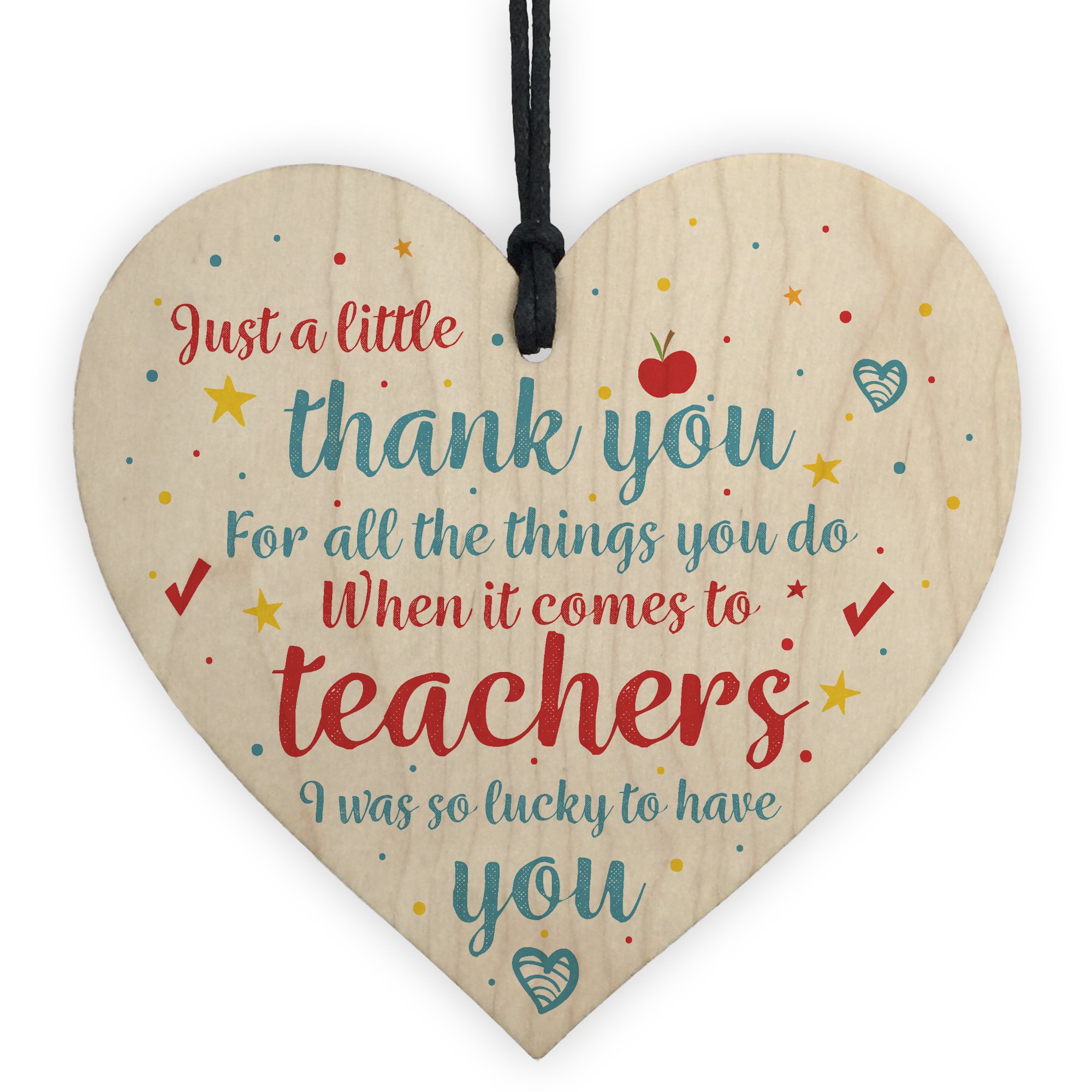 Red Ocean Handmade Wooden Hanging Plaque Gift For Teacher Thank You Leaving End of Term Keepsake