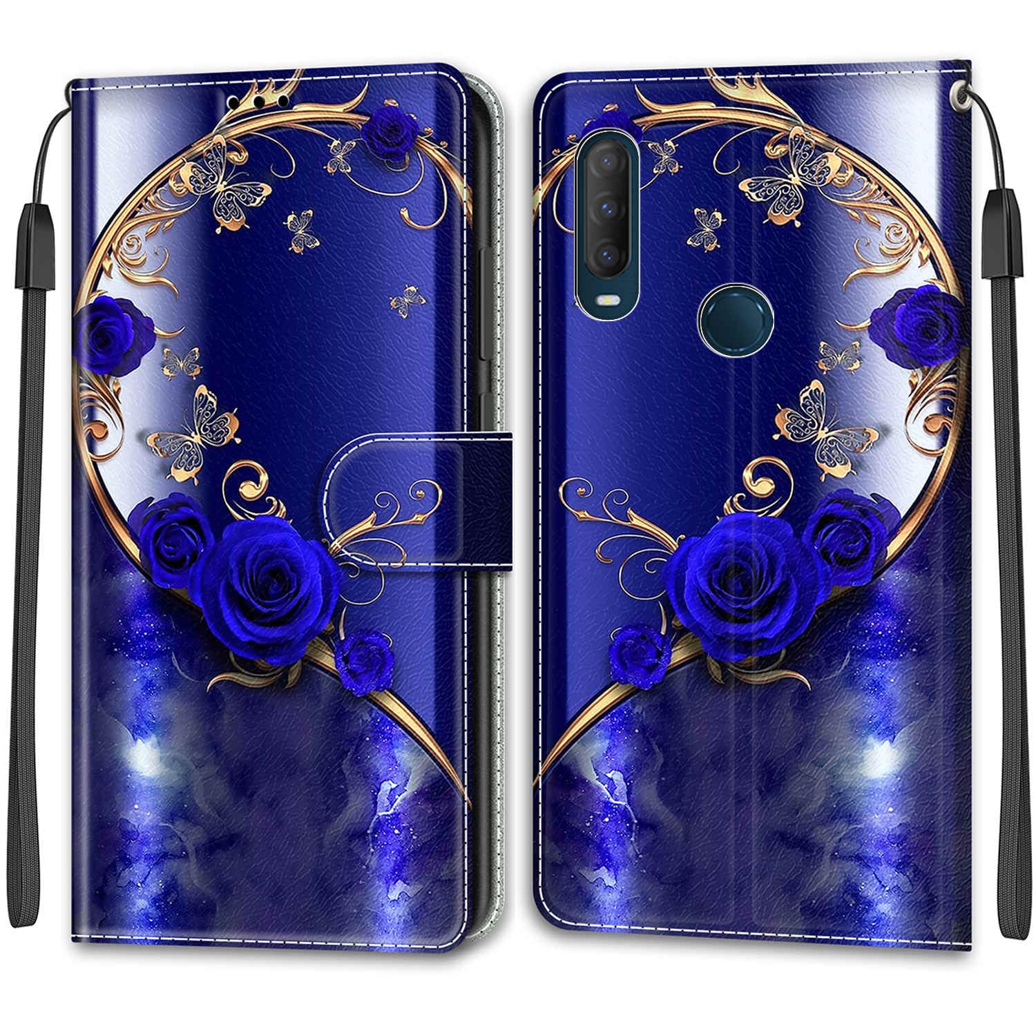 Custodia Portafoglio In Pelle Per Alcatel 1S 2020 / 3L 2020 – TPU Interno, Porta Carte E Funzione Stand, Blu Farfalle - 2
