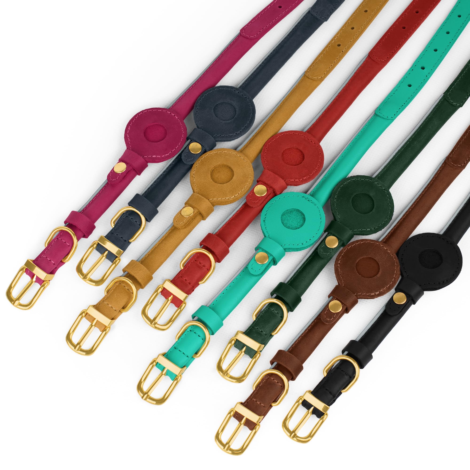 OOPSDOGGY Collar de cuero enrollado para perro con soporte para Airtag, collar redondo reflectante para perro Airtag, collar de seguimiento suave para perros pequeños, cachorros, gatos, gatitos