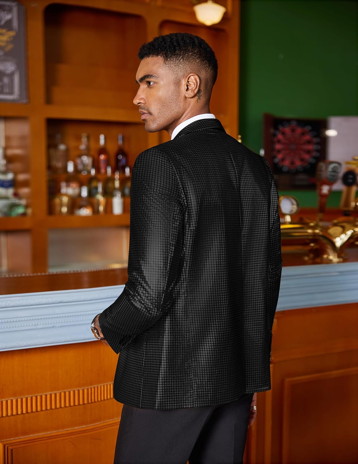 COOFANDY Mens Metallic Jacket Regular Fit Blazer Casual 70s Disco Party Sport Coat - Image 3