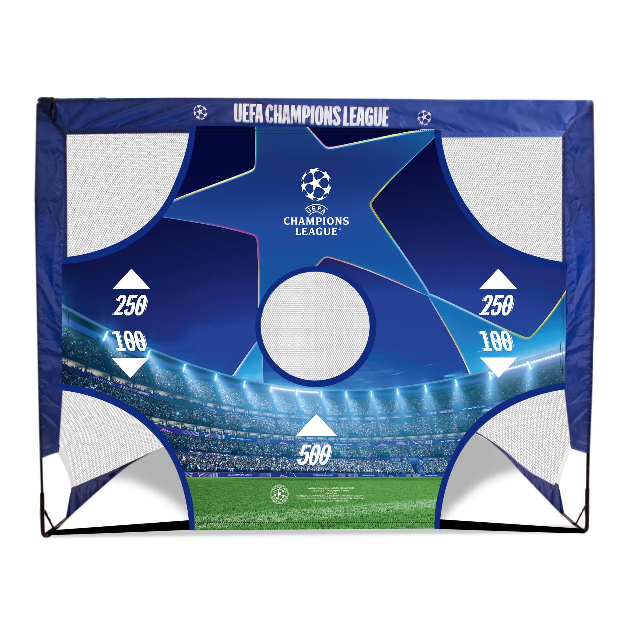Oficjalnie licencjonowana bramka Ligi Mistrzów UEFA – 1,2 m x 0,9 m z arkuszem docelowym, UCL, towarem, przenośna siatka z torbą do przenoszenia, konstrukcja na każdą pogodę, trwały sprzęt treningowy