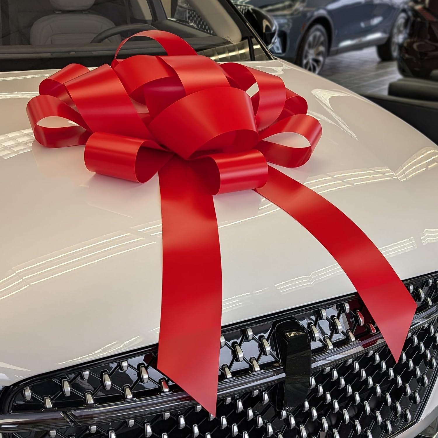 CarBowz Big Car Bow, Giant Bow, Non Scratch Magnet, Weather Resistant Vinyl (Red) - Image 2