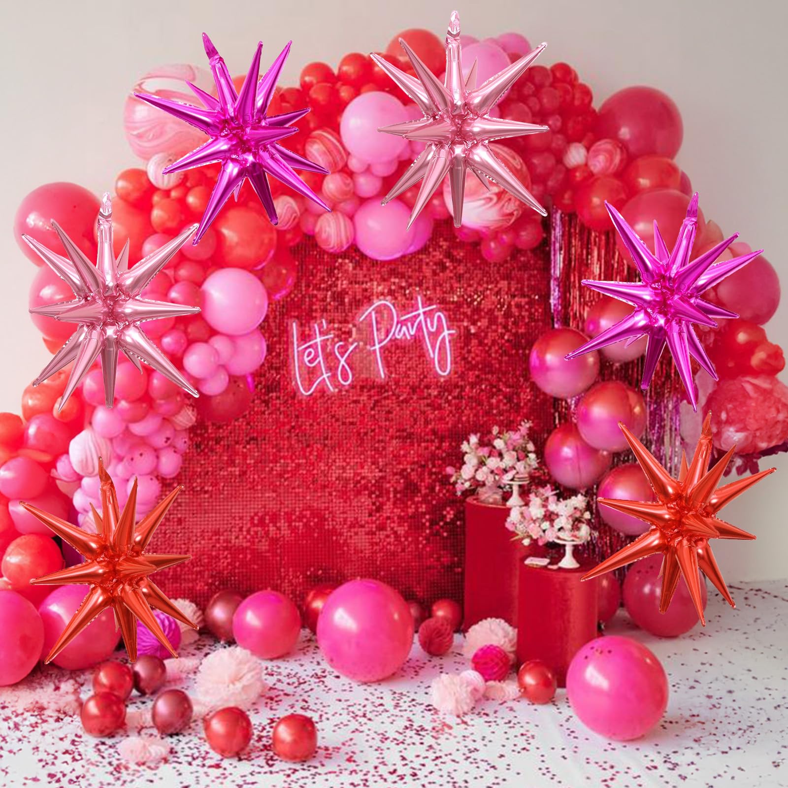 HILAVO 6 globos de estrella, globos grandes de 55.9 cm con forma de estrella de explosión de caramelo crema para cumpleaños, baby shower, boda, decoración de fiesta bohemia