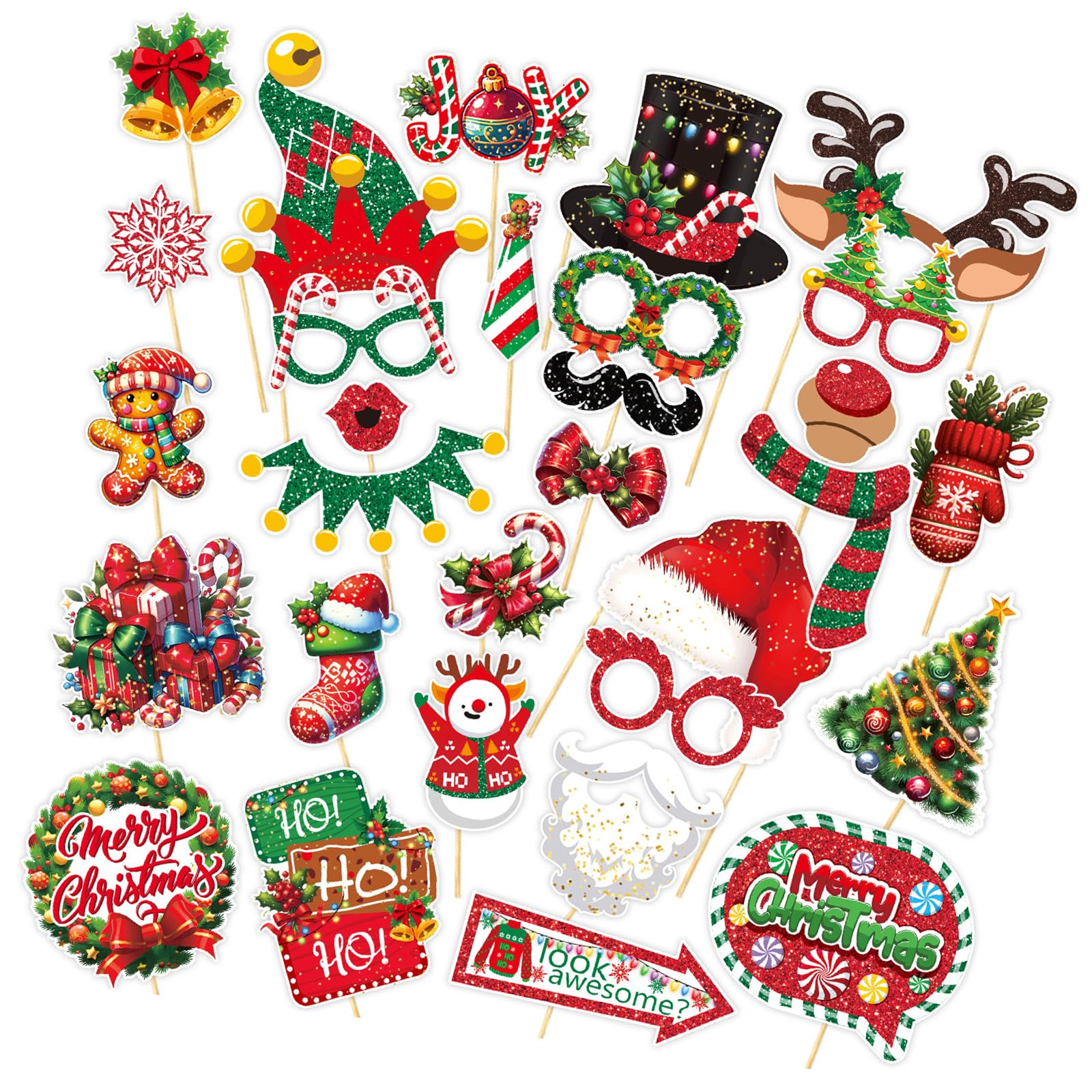 Xjdzineq Christmas Party Decoration Photo Frame Props for Festival Holiday Homes Gathering Event with User Friendly Paper Design Interactive Holiday Photo Accessories