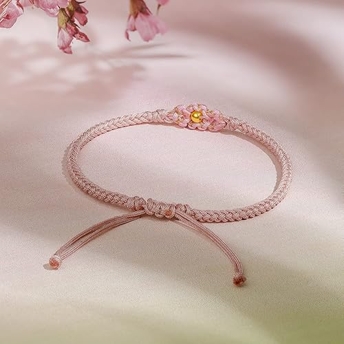 Miniatura 5 de 24K Gold Bracelet for Women Flower Charm Bracelets Adjustable Chain Dainty Braided Link Lucky Beads Stackable Rope Bangle Trendy Colorful Cuff Cute