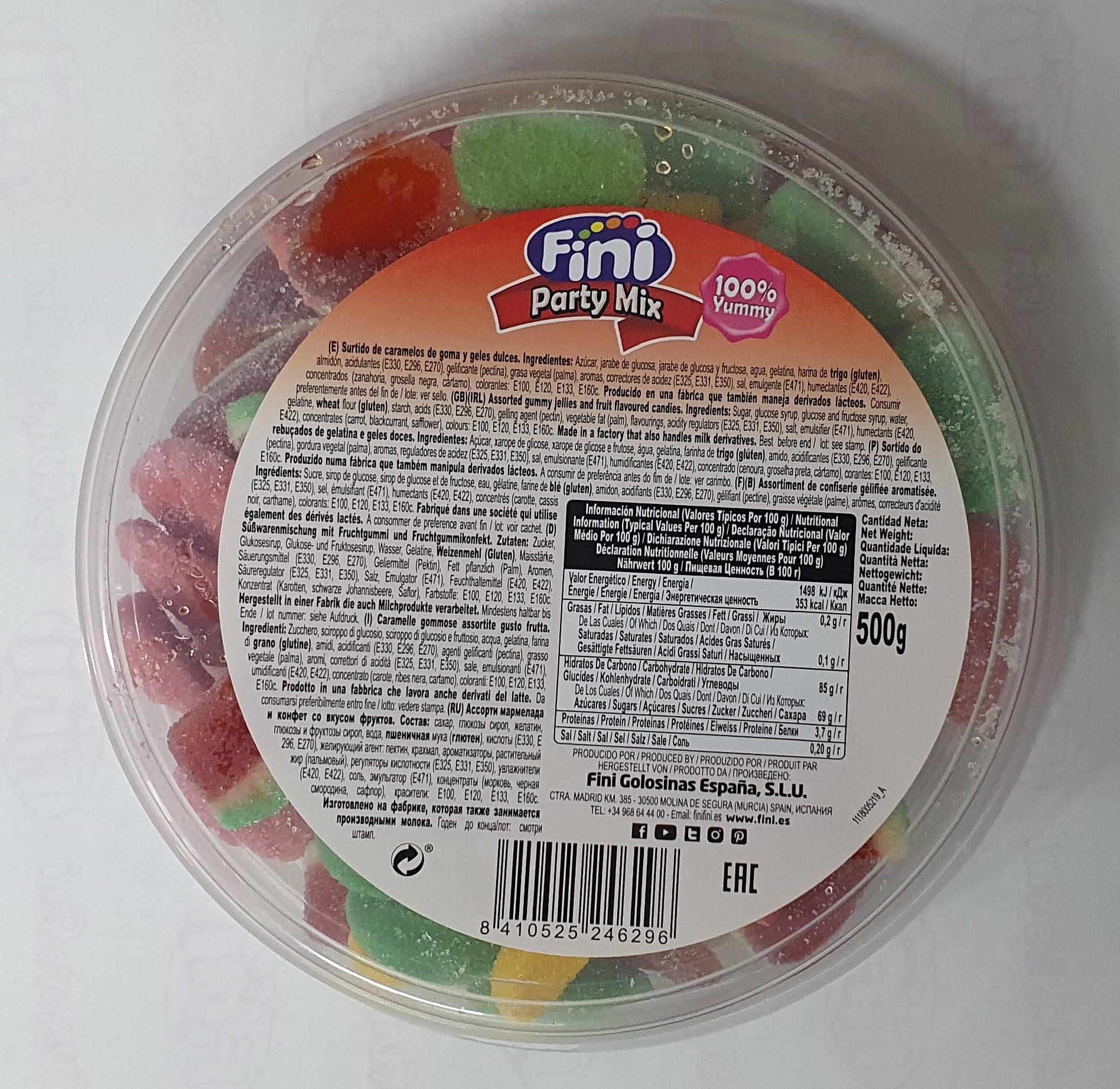 Fini Party Mix Gominolas Surtido Sin Gluten Tarro 450 gr