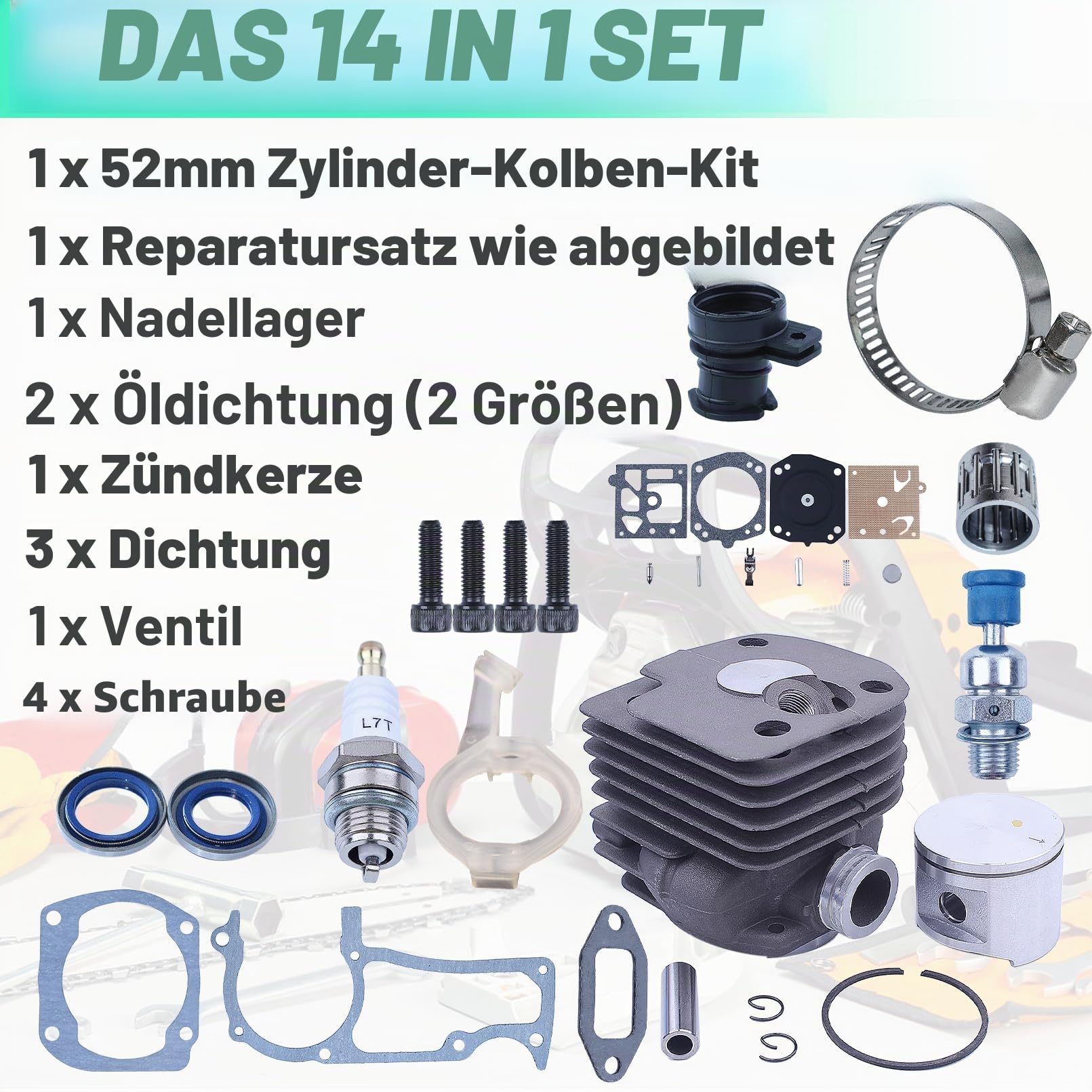 52mm Zylinder Kolben Bausatz für Husqvarna 372XP 371 365 362 375K Große Bohrung Serie Ersatzteile 503 93 93 72