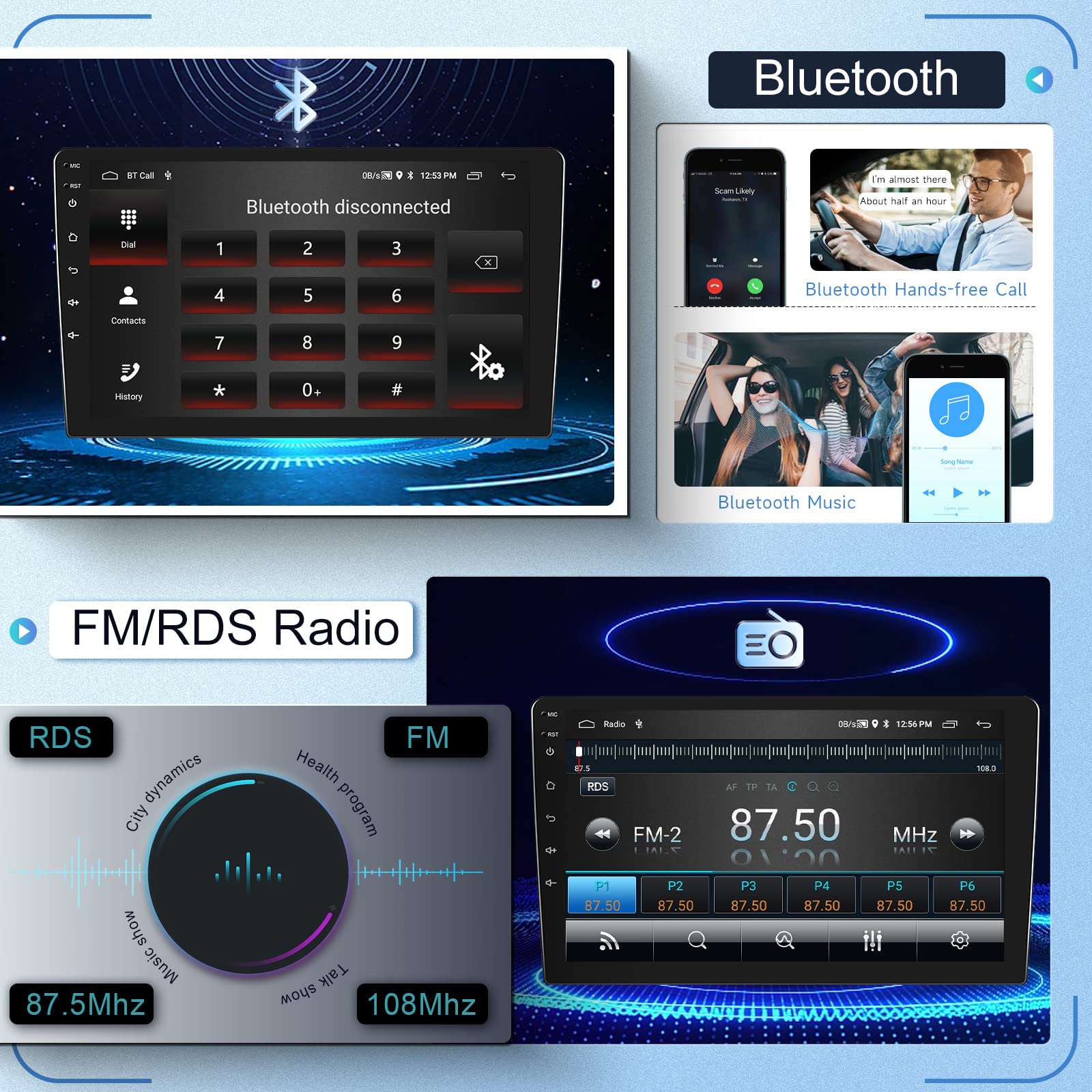 【2+64G】 Hodozzy Carplay Android Auto Autoradio pour Peugeot 208/2008 2012 2013 2014 2015 2016 2017 2018,10 Pouce Touchsreen Bluetooth Poste Radio Voiture avec GPS/WiFi/RDS/FM/USB
