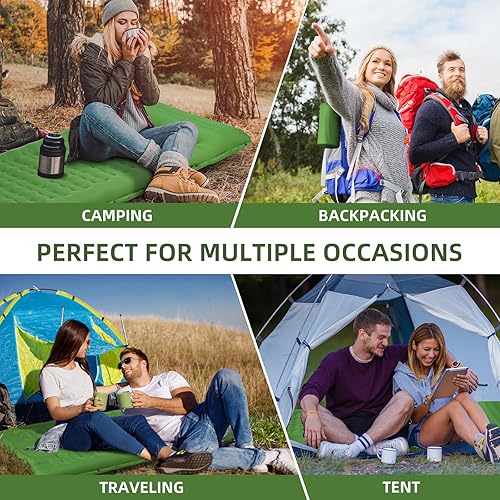 Miniatura 6 de Colchoneta de dormir para camping, extra gruesa de 5 pulgadas, con almohada, bomba de pie integrada, almohadillas inflables compactas para acampar,