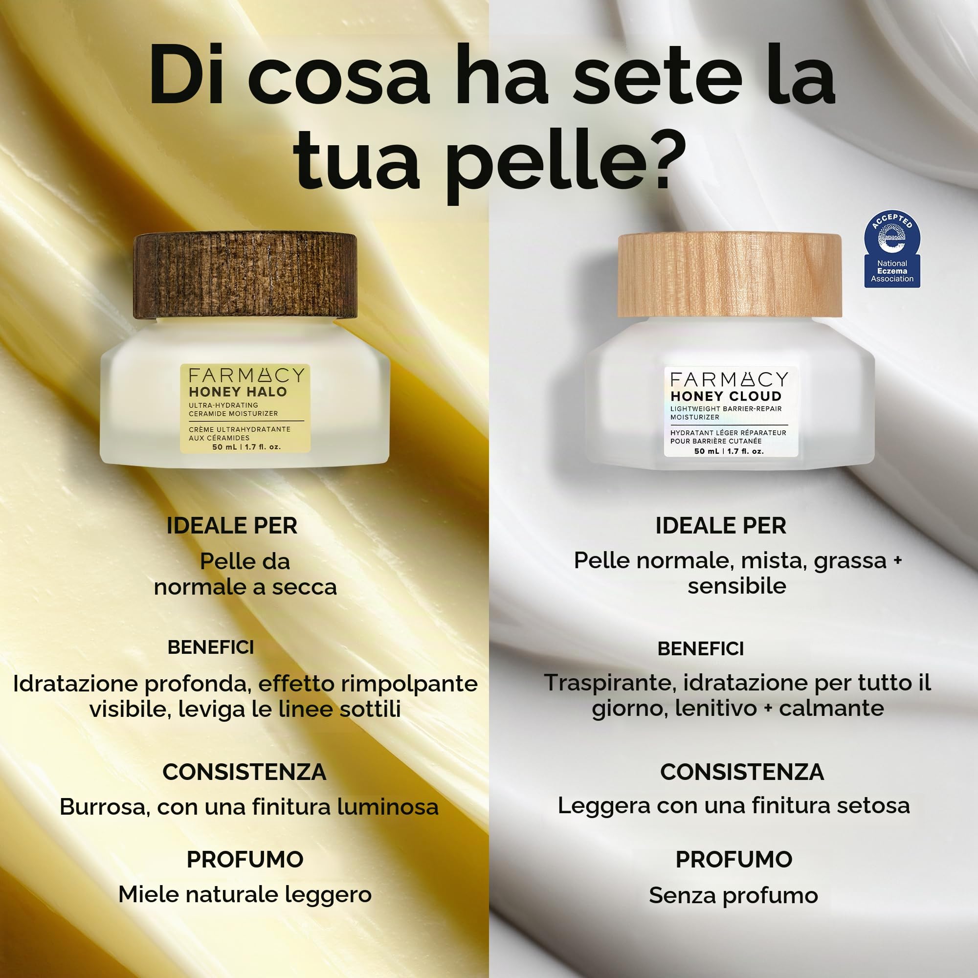 Farmacy Honey Halo Ceramide Face Moisturizer Cream - Lozione viso idratante per pelle secca (1,7 once)