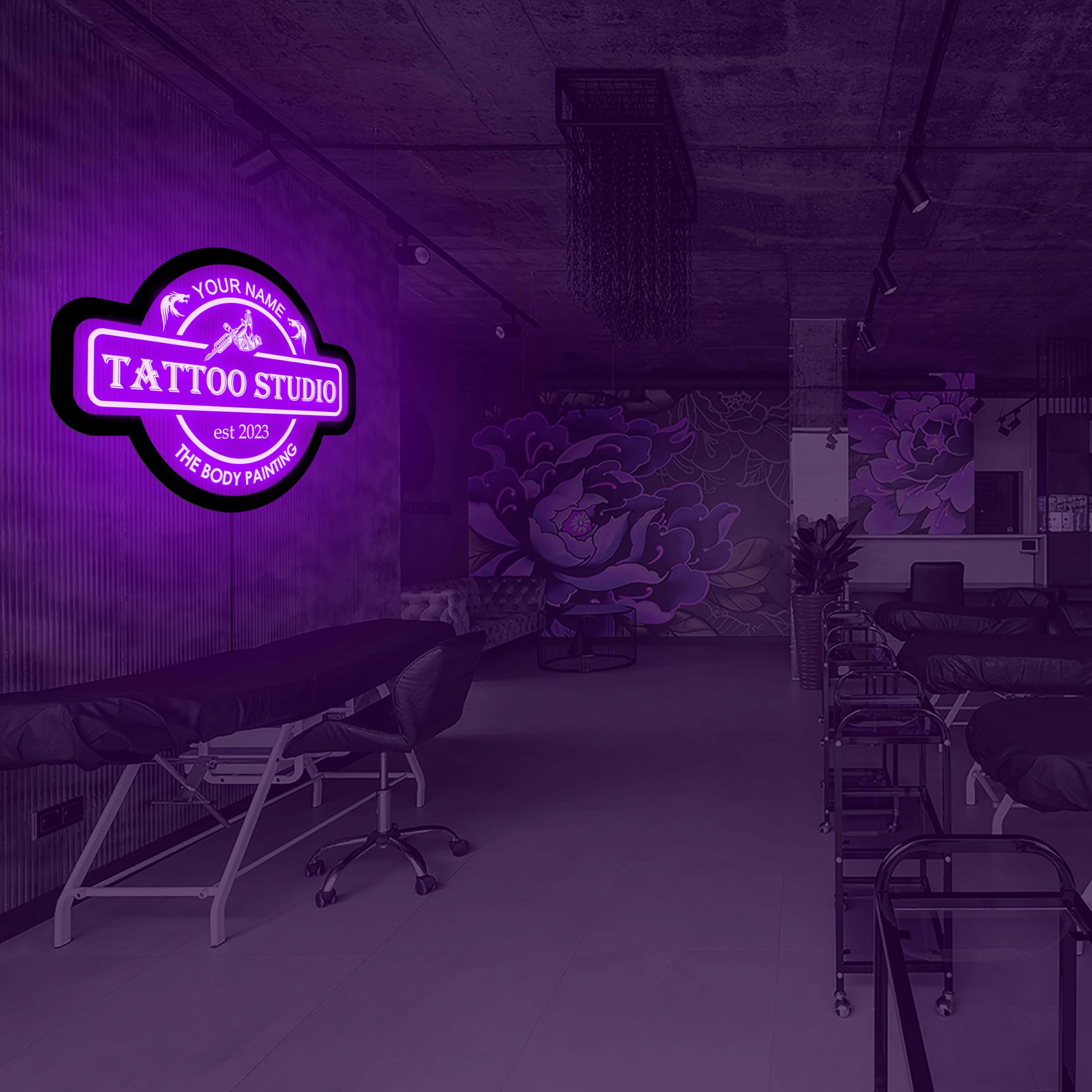 Custom Tattoo Studio Neon Sign, Personalized Tattoo Neon Sign